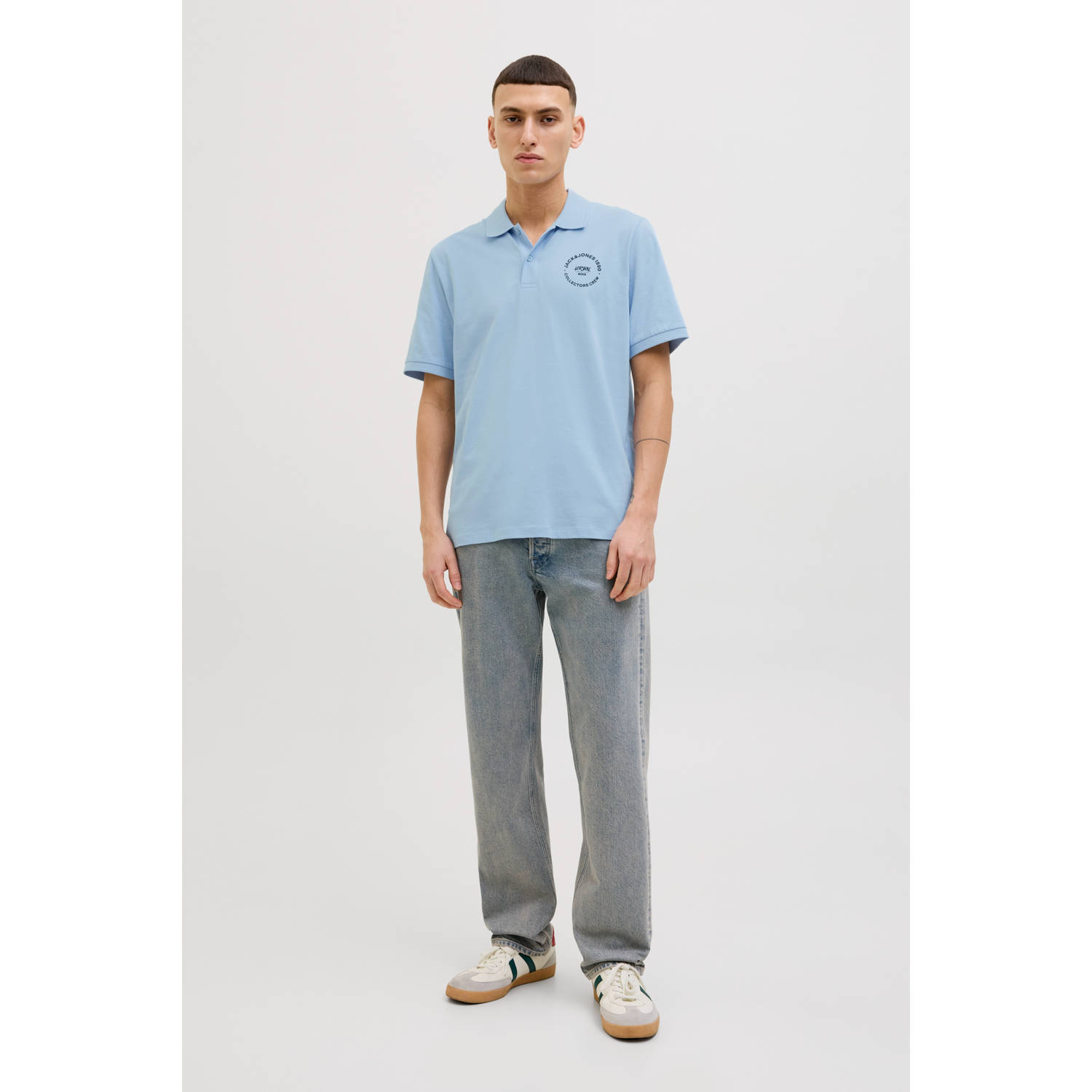 JACK & JONES regular polo lichtblauw