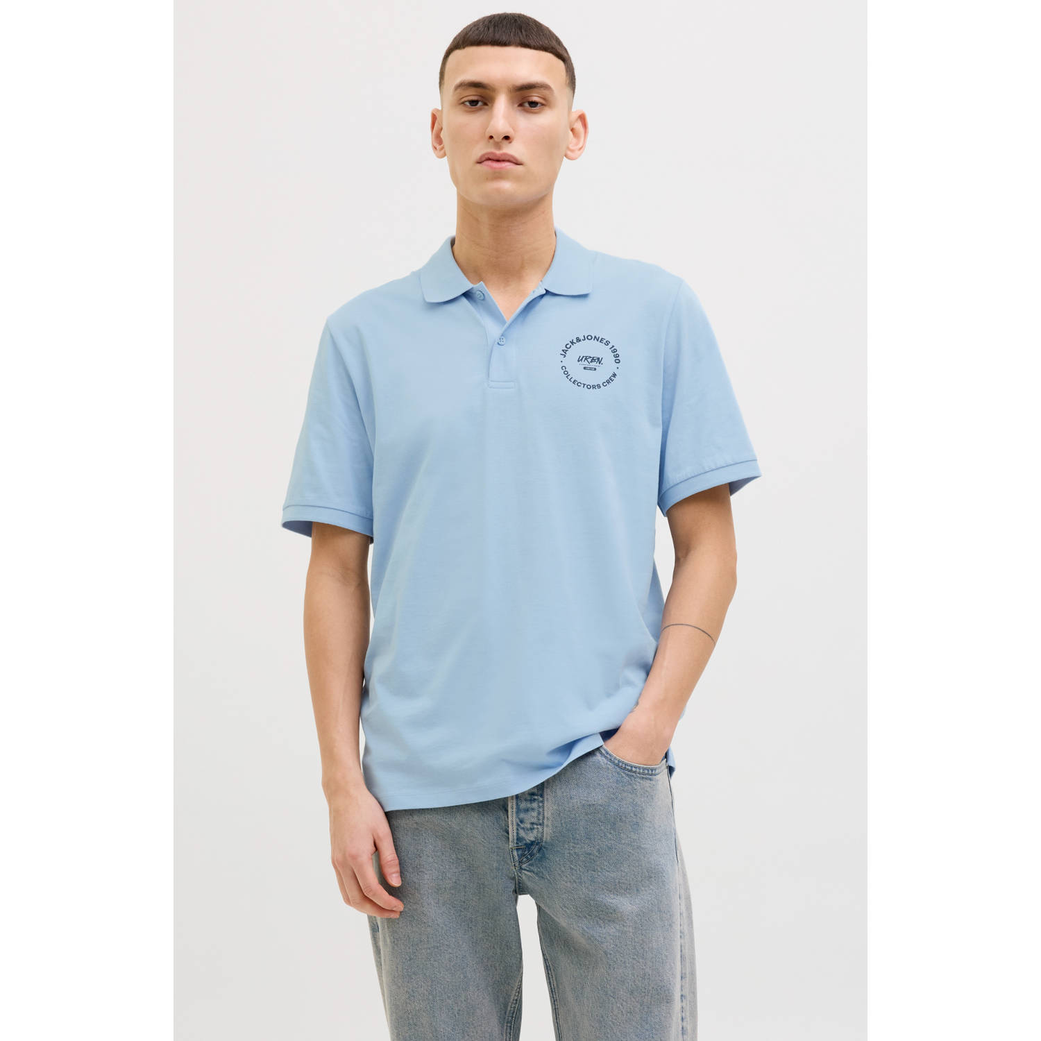 JACK & JONES regular polo lichtblauw