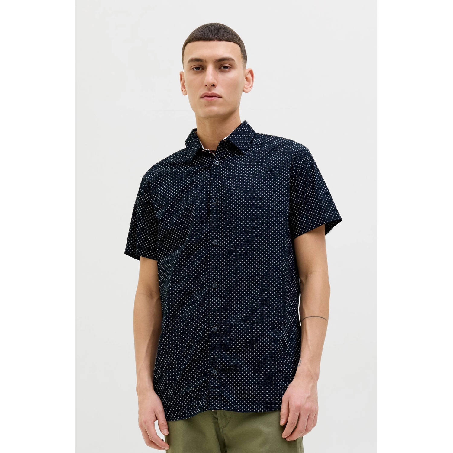 JACK & JONES casual overhemd donkerblauw