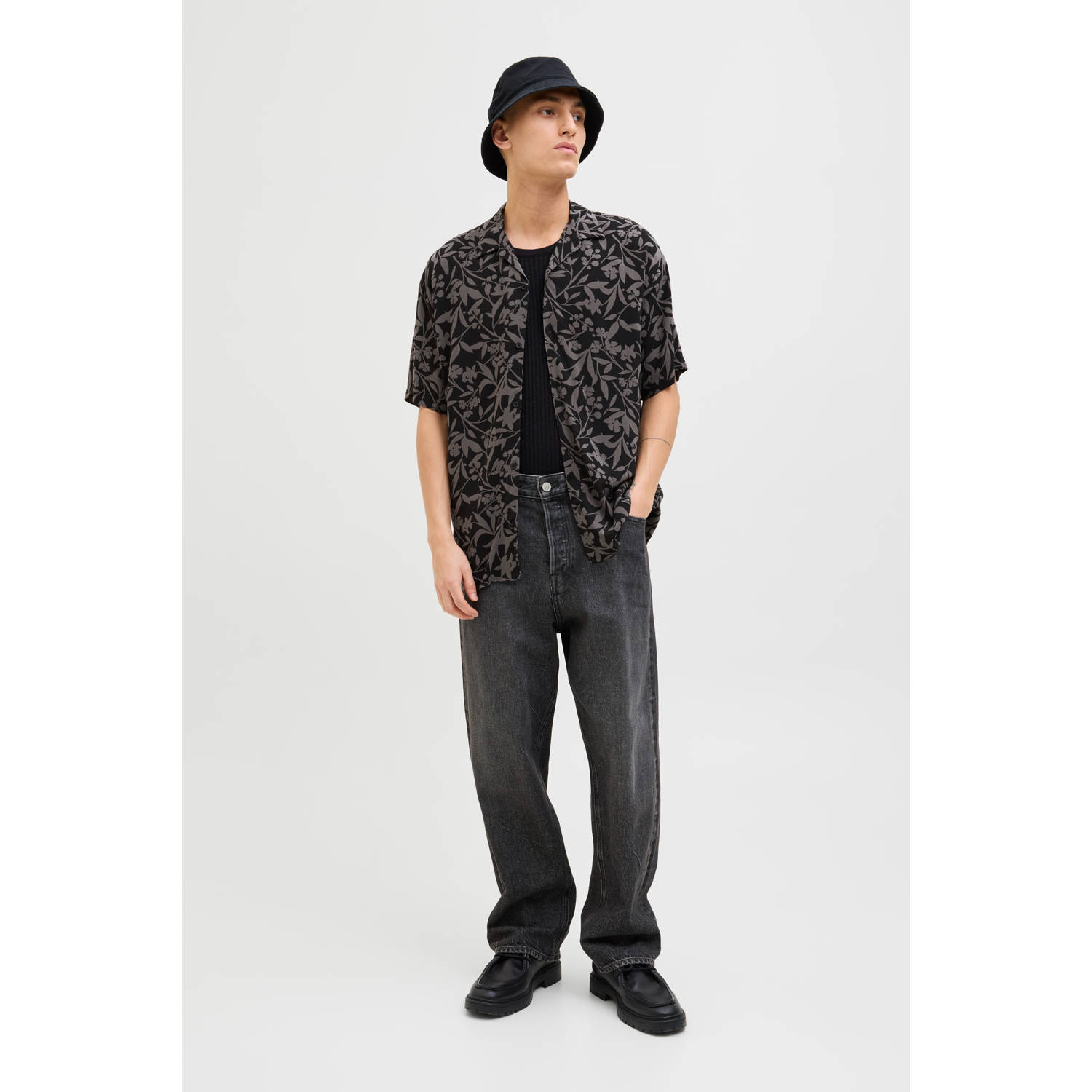 JACK & JONES casual overhemd zwart