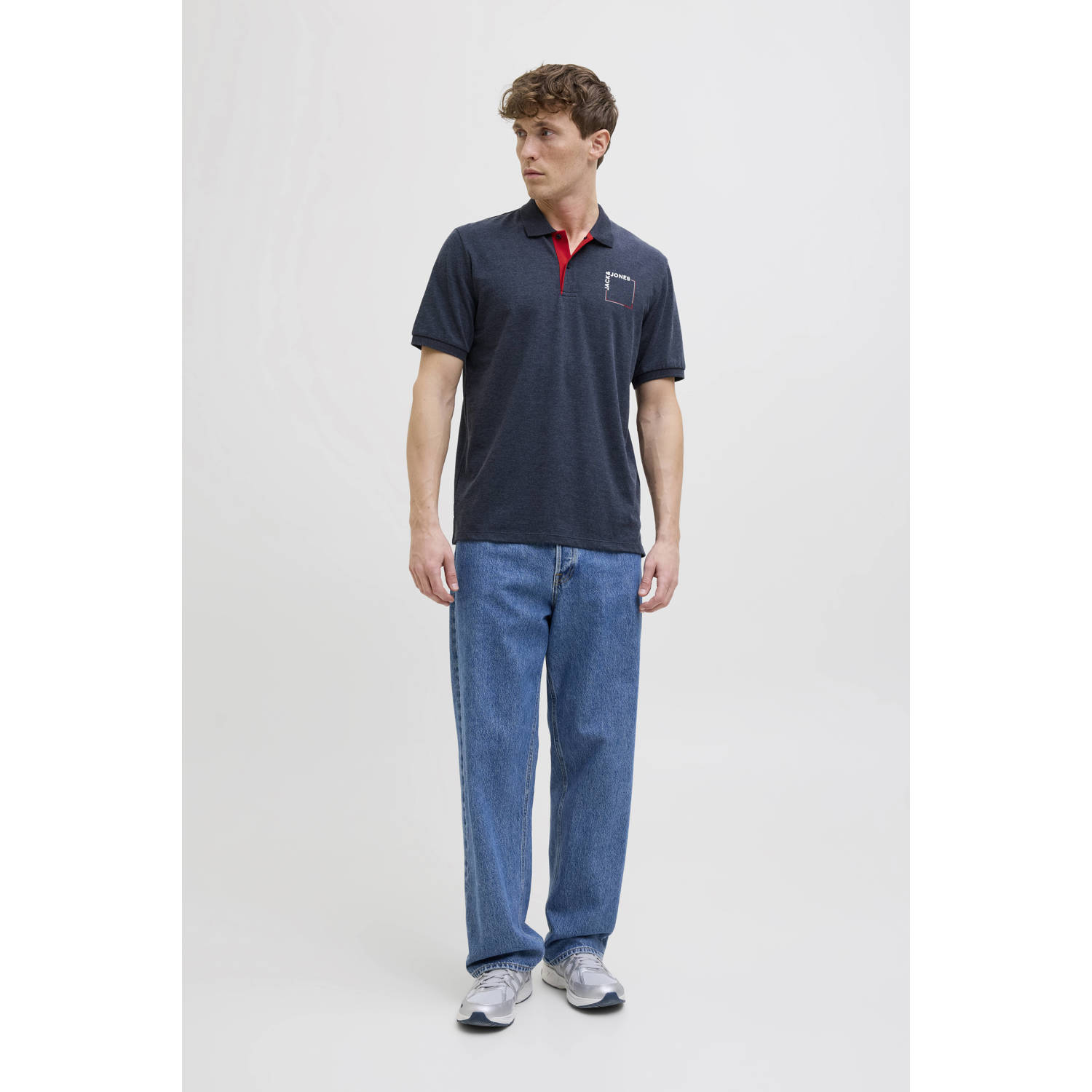 JACK & JONES regular polo donkerblauw