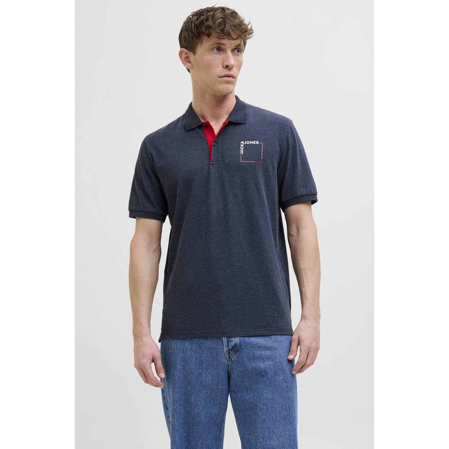 JACK & JONES regular polo donkerblauw