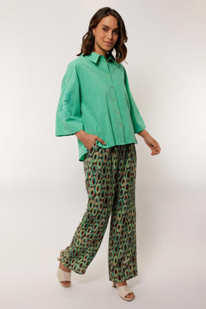 wide leg high waist broek donkergroen