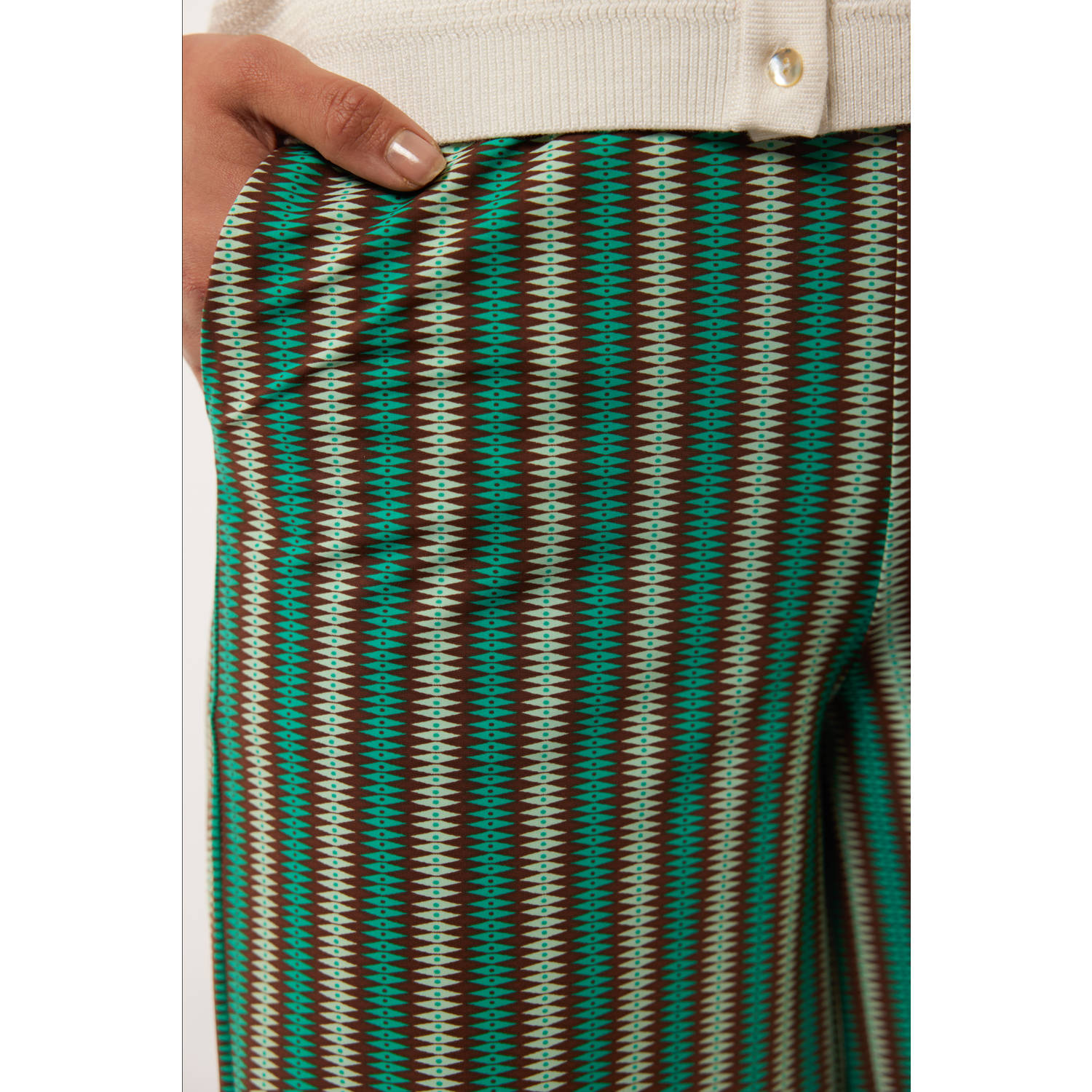 G-maxx wide leg high waist broek groen