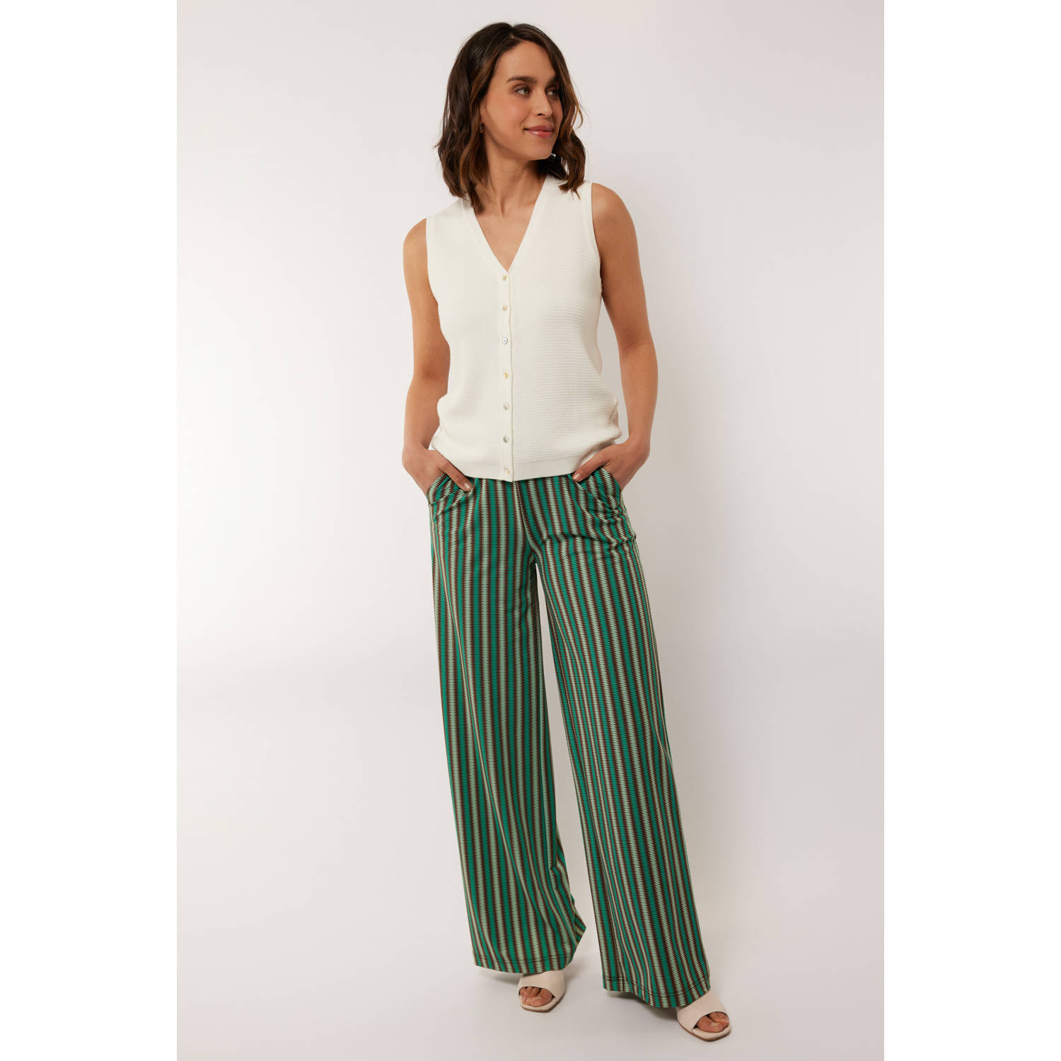 G-maxx wide leg high waist broek groen