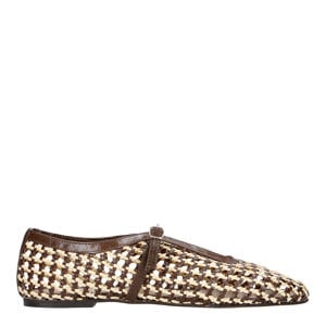 raffia ballerina's bruin/beige