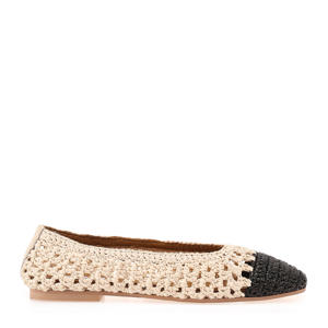   raffia ballerina's beige/zwart