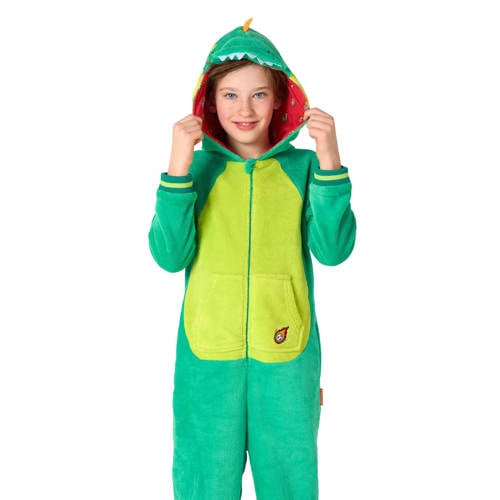 OppoSuits onesie dinosaurus groen/lichtgroen/oranje afbeelding