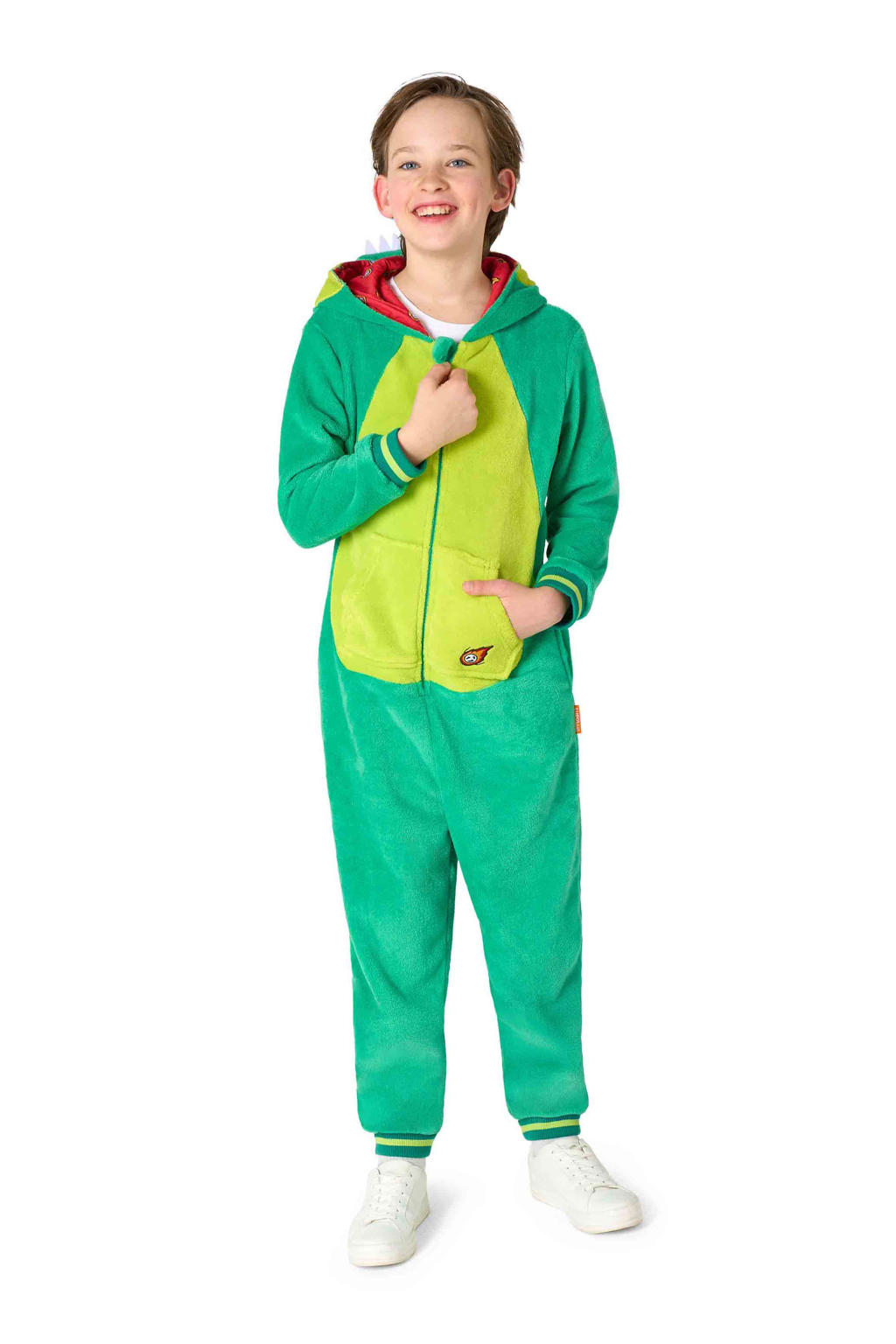 OppoSuits onesie dinosaurus groen/lichtgroen/oranje