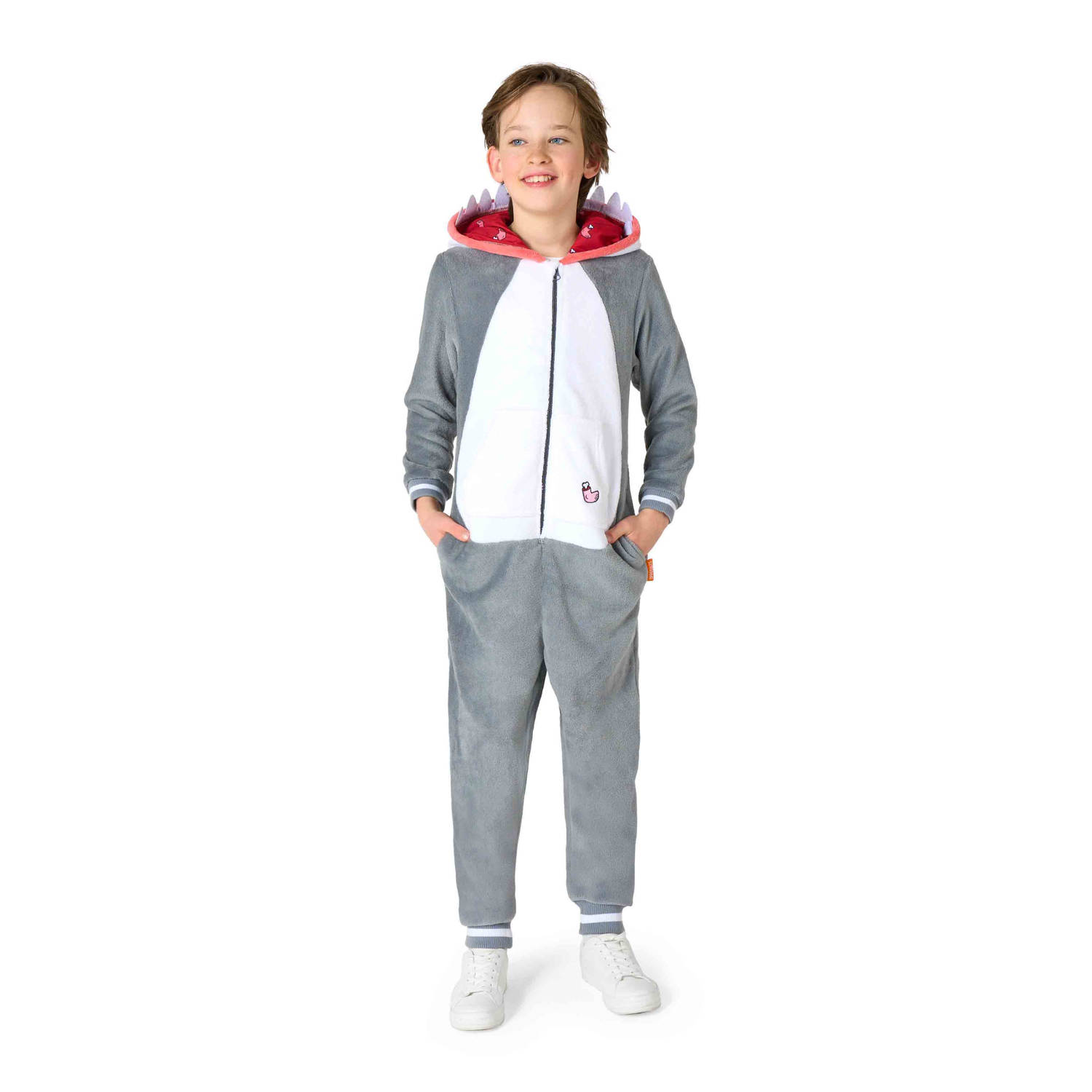 OppoSuits onesie haai grijs wit