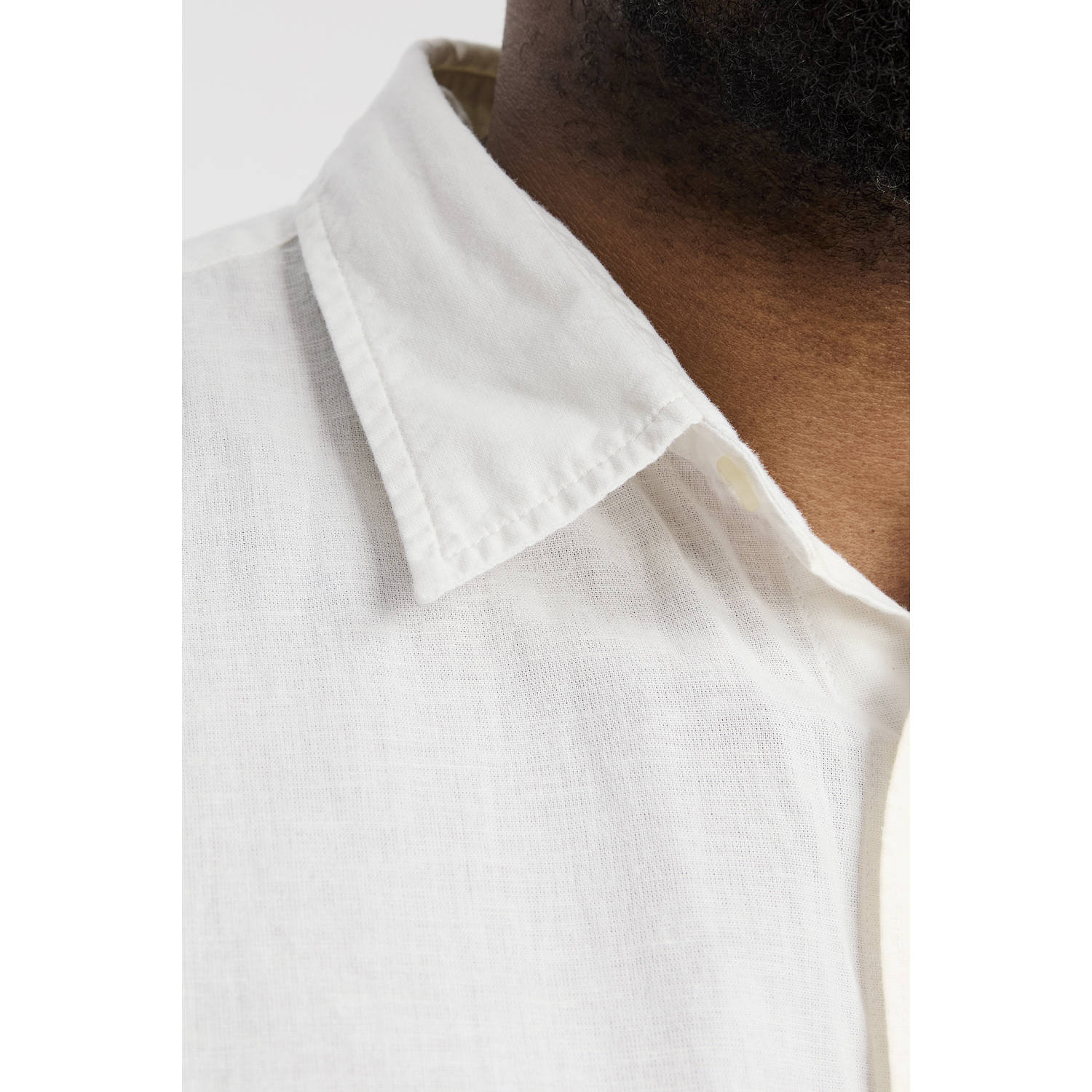 JACK & JONES PLUS SIZE linnen casual overhemd wit