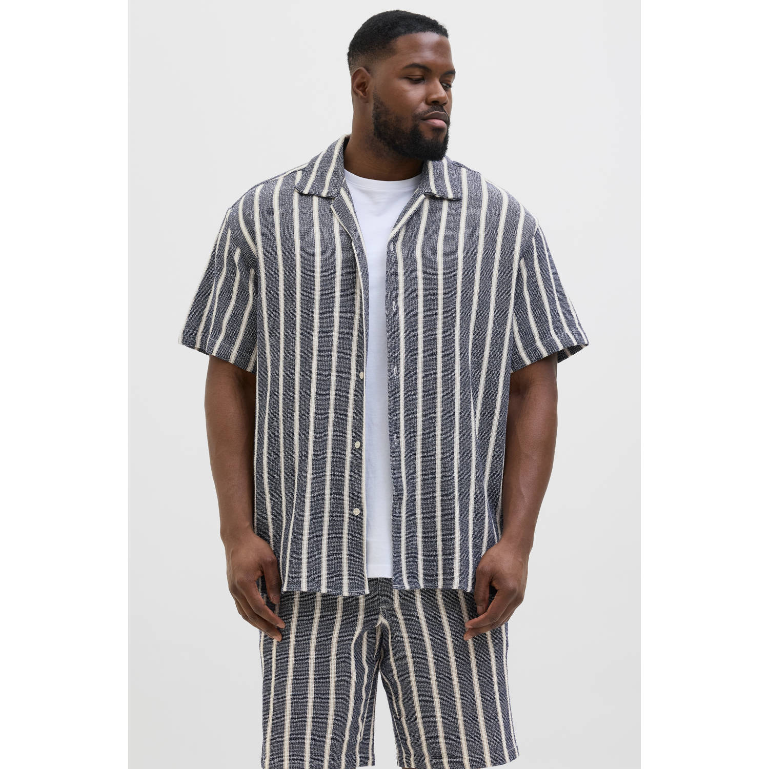 Jack & Jones PlusSize Overhemd met korte mouwen JORCOBA STRIPE RESORT SHIRT SS SN PLS