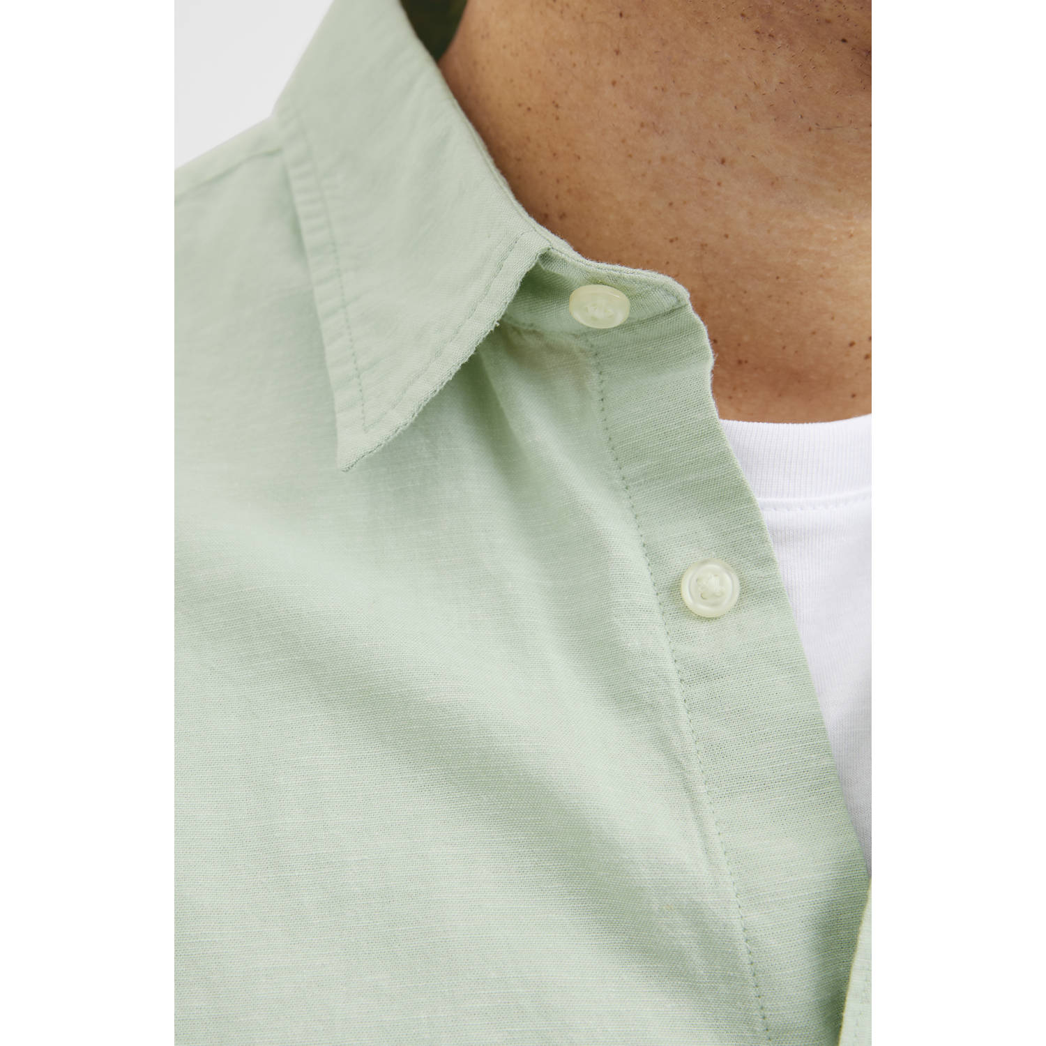 JACK & JONES PLUS SIZE linnen casual overhemd lichtgroen