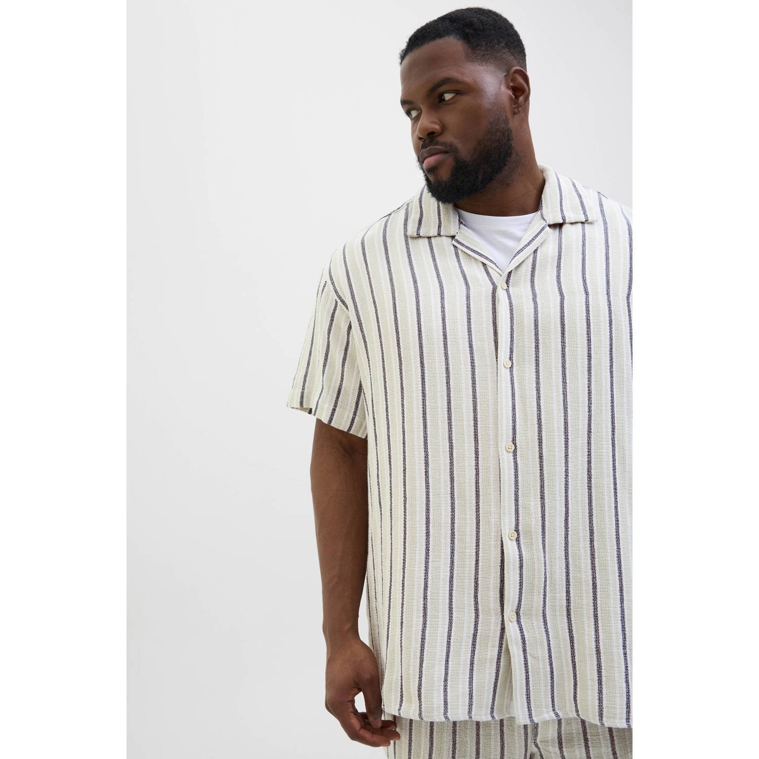 Jack & Jones PlusSize Overhemd met korte mouwen JORCOBA STRIPE RESORT SHIRT SS SN PLS