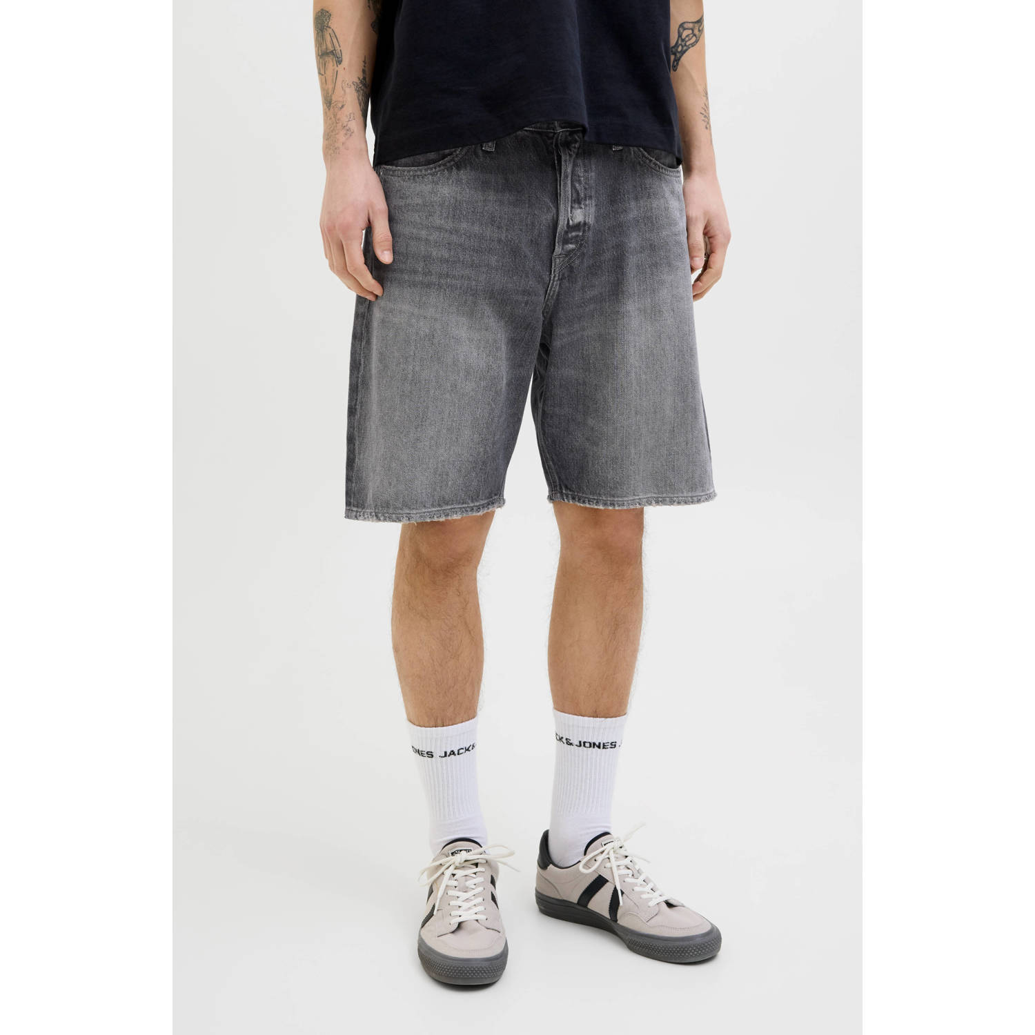 JACK & JONES JEANS INTELLIGENCE loose denim short black denim