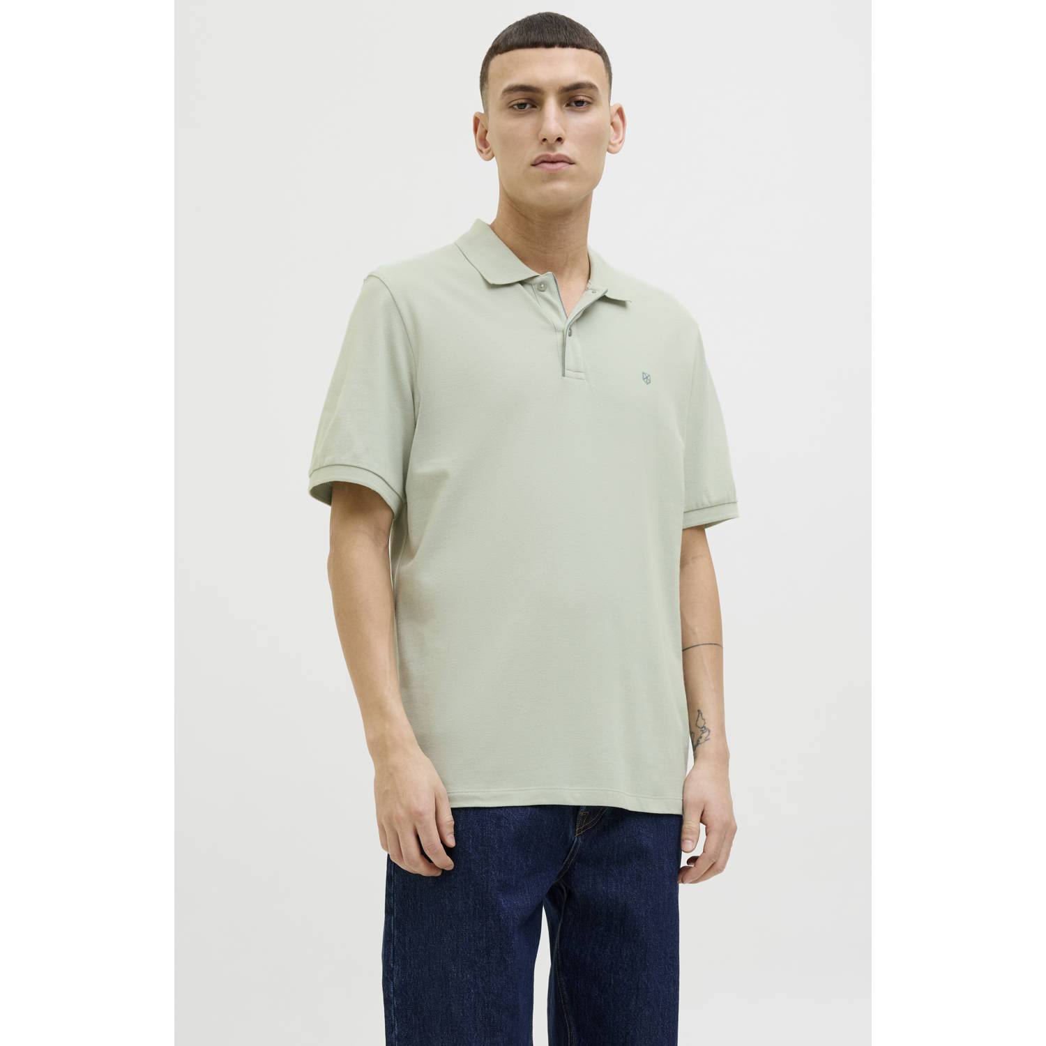 JACK & JONES PREMIUM regular polo grijsgroen