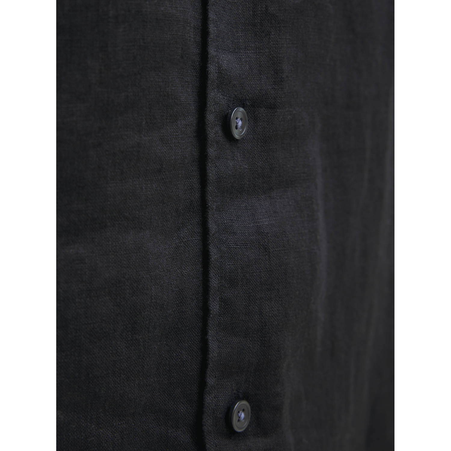 JACK & JONES PREMIUM linnen casual overhemd zwart