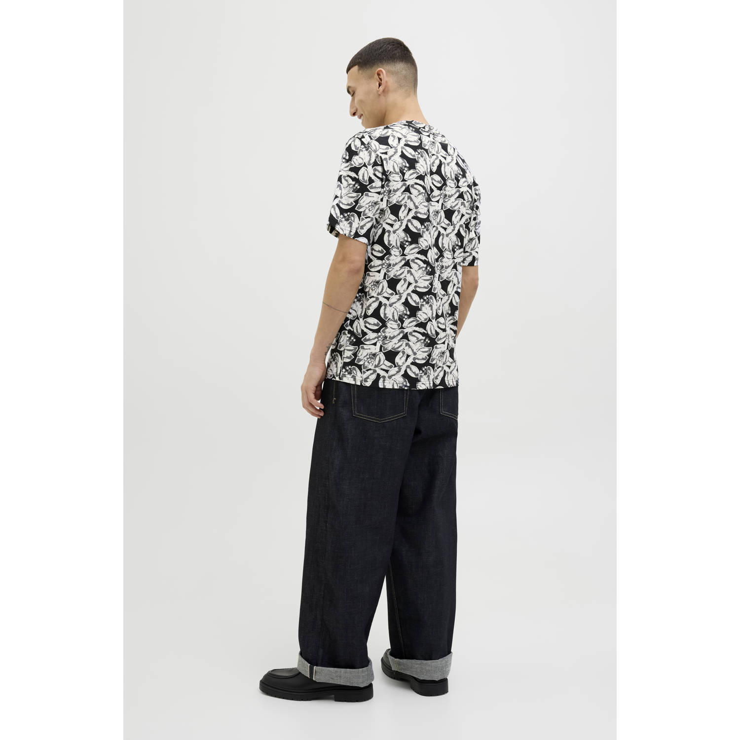JACK & JONES ORIGINALS regular fit t-shirt JORSPLIT zwart