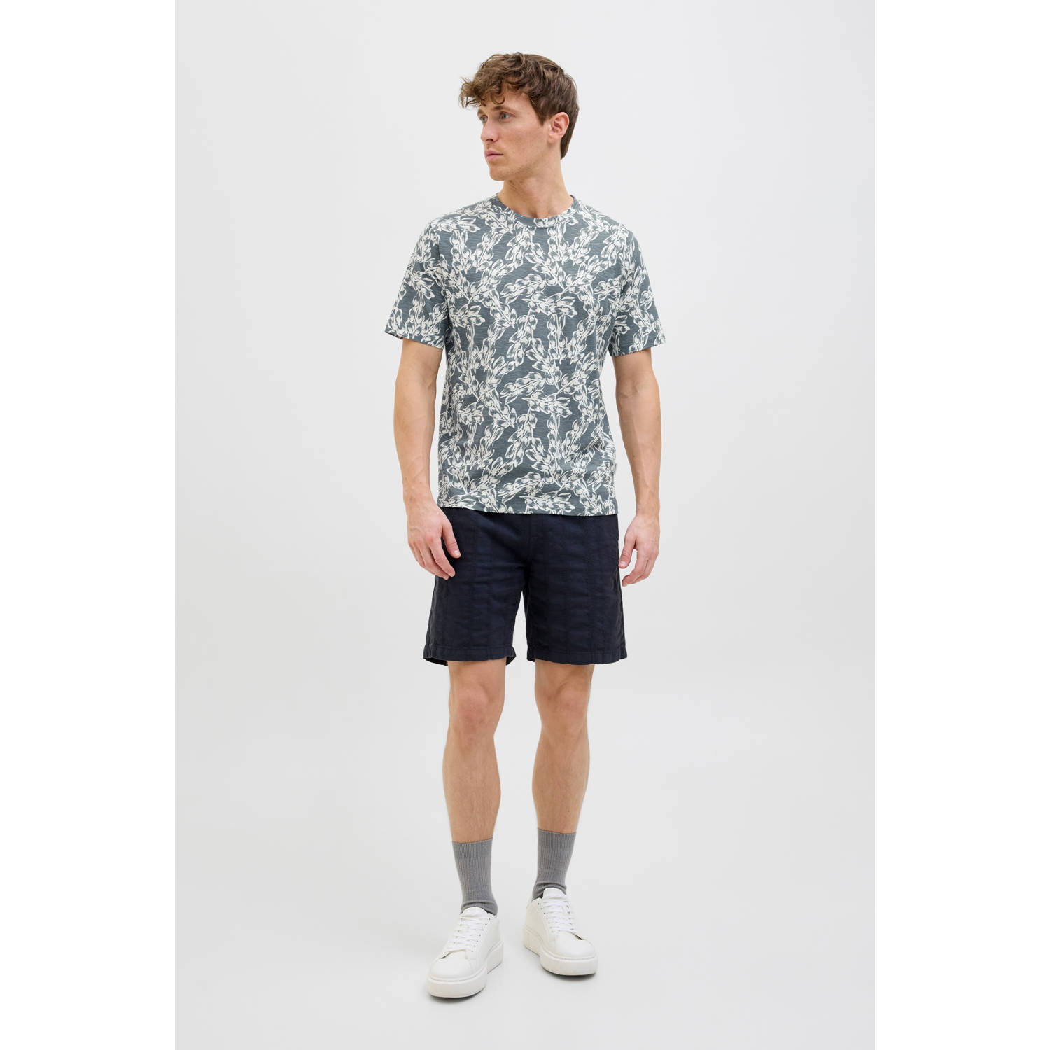 JACK & JONES ORIGINALS regular fit t-shirt JORSPLIT grijs