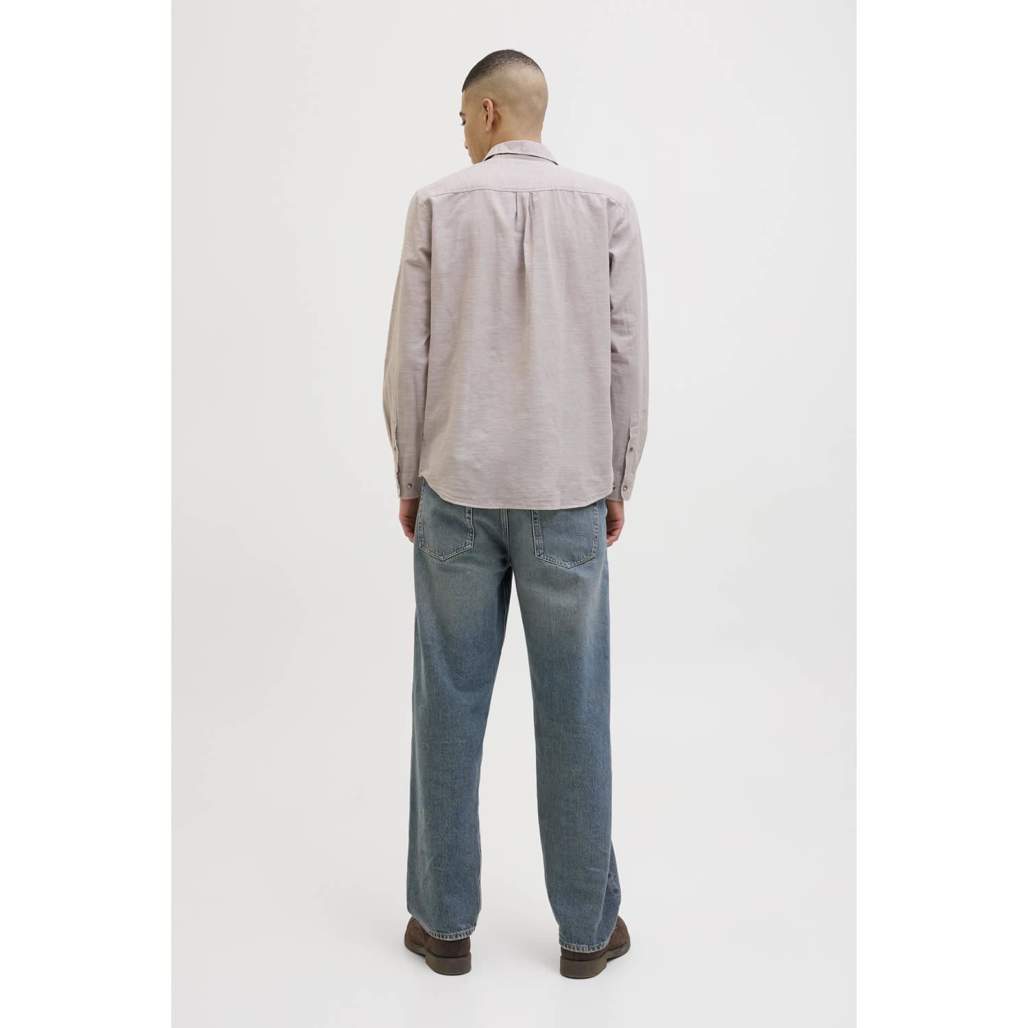 JACK & JONES ESSENTIALS casual overhemd ecru