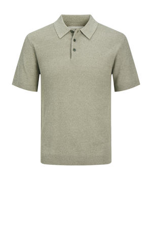regular polo gebreid grijsgroen
