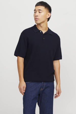 regular polo gebreid donkerblauw