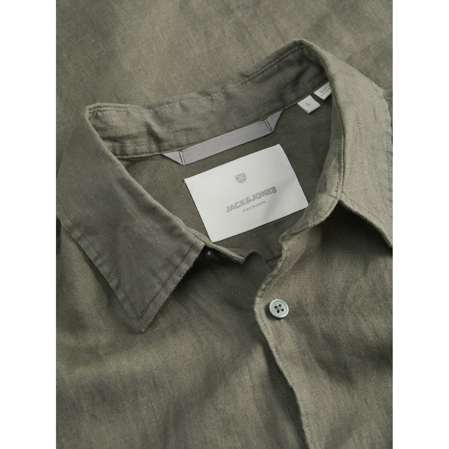 JACK & JONES PREMIUM linnen casual overhemd groen