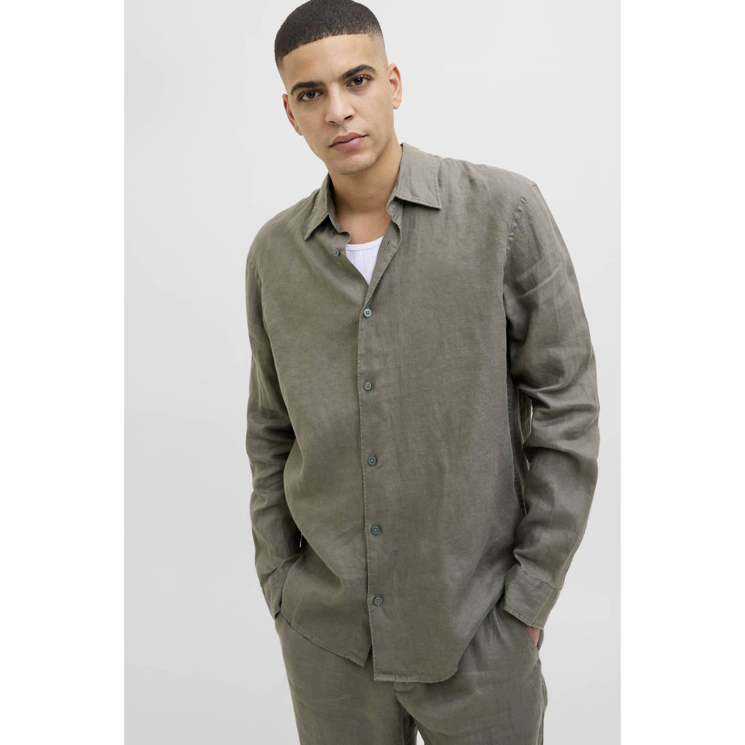 Jack & Jones Overhemd met lange mouwen JPRCCLAWRENCE LINEN L S SHIRT SN