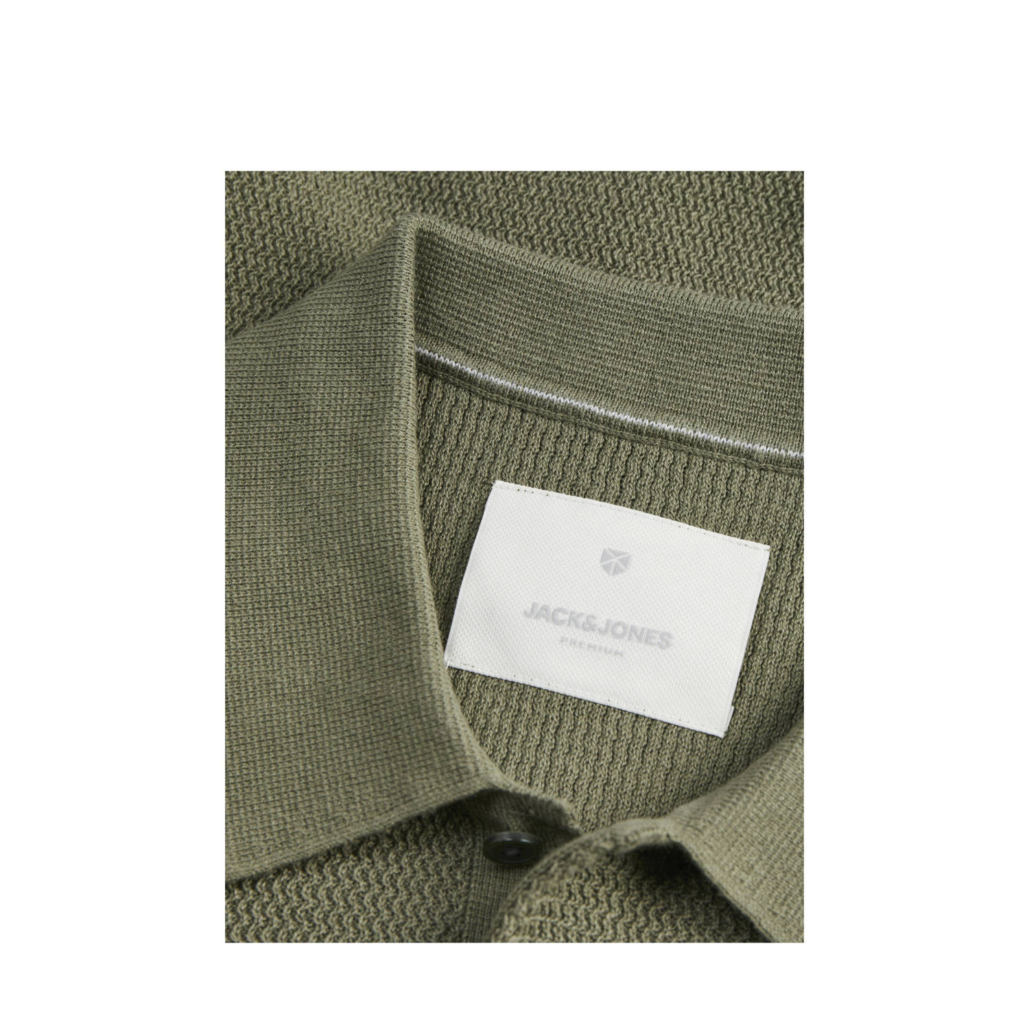 JACK & JONES PREMIUM regular polo gebreid olijfgroen