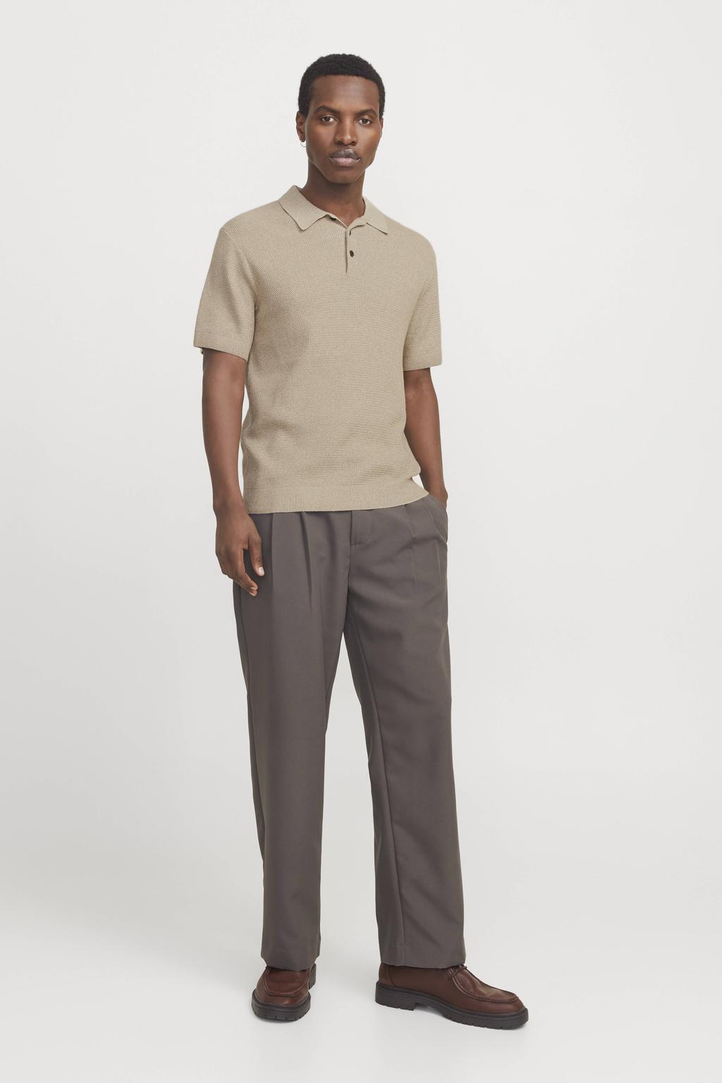 JACK & JONES PREMIUM regular polo gebreid beige