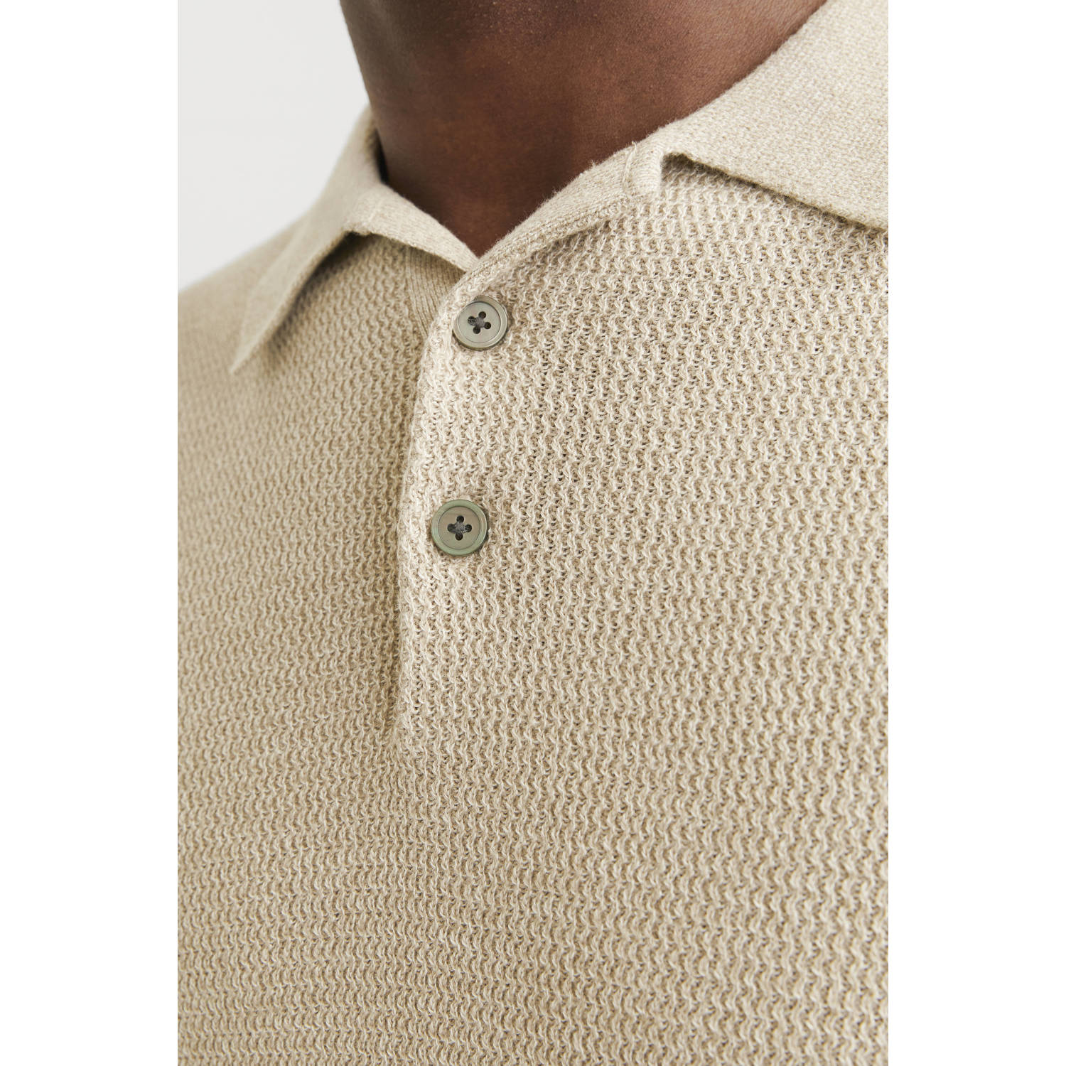 JACK & JONES PREMIUM regular polo gebreid beige