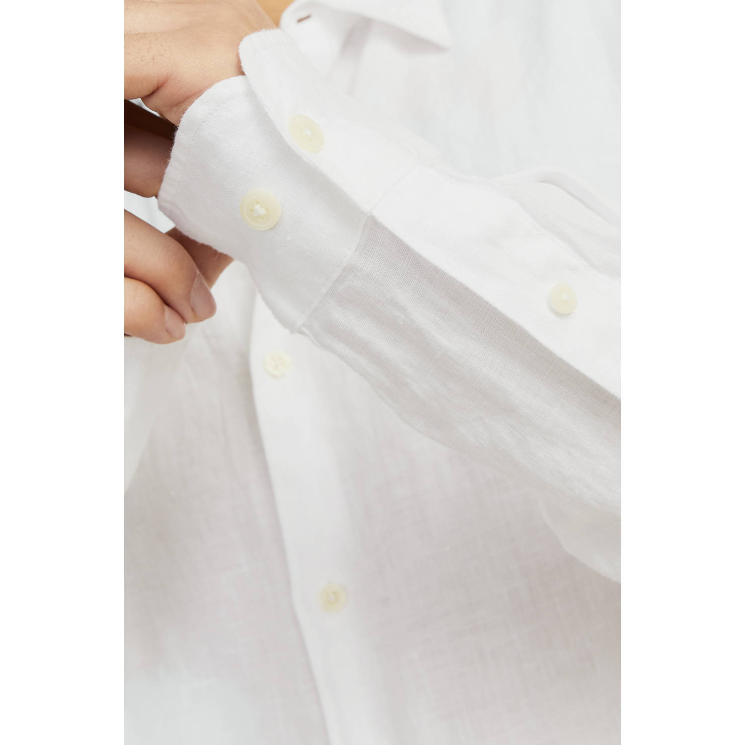 JACK & JONES PREMIUM linnen casual overhemd wit