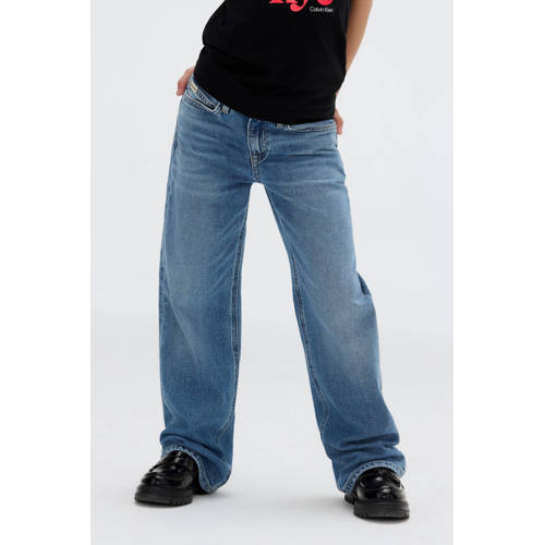 Calvin Klein high waist wide leg jeans medium blue denim afbeelding