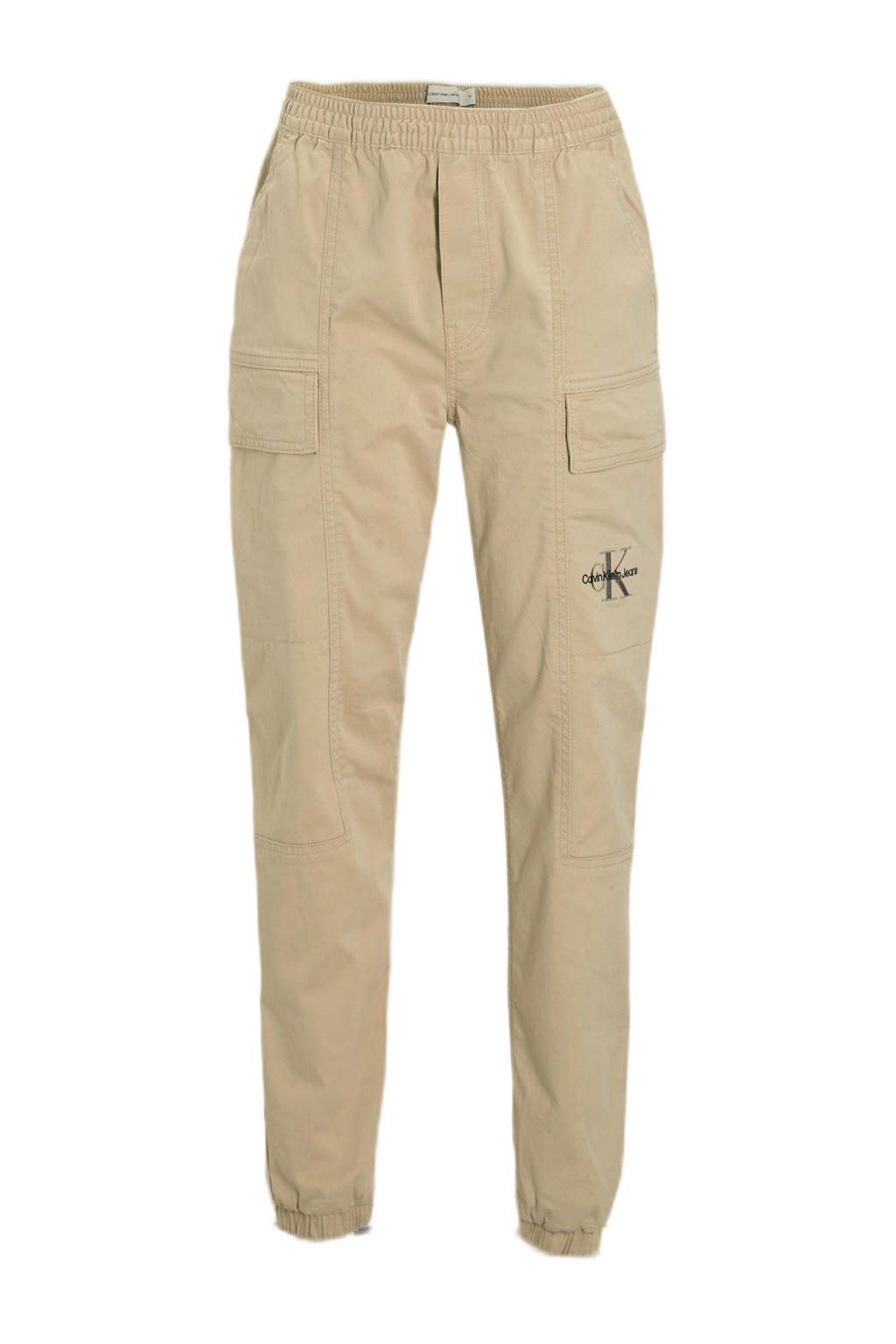 Lichtkaki jongens Calvin Klein cargo broek van katoen met elastische tailleband en effen