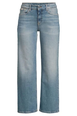 straight leg jeans medium blue denim
