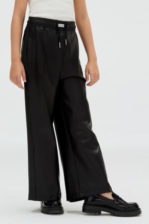 imitatieleren casual broek zwart