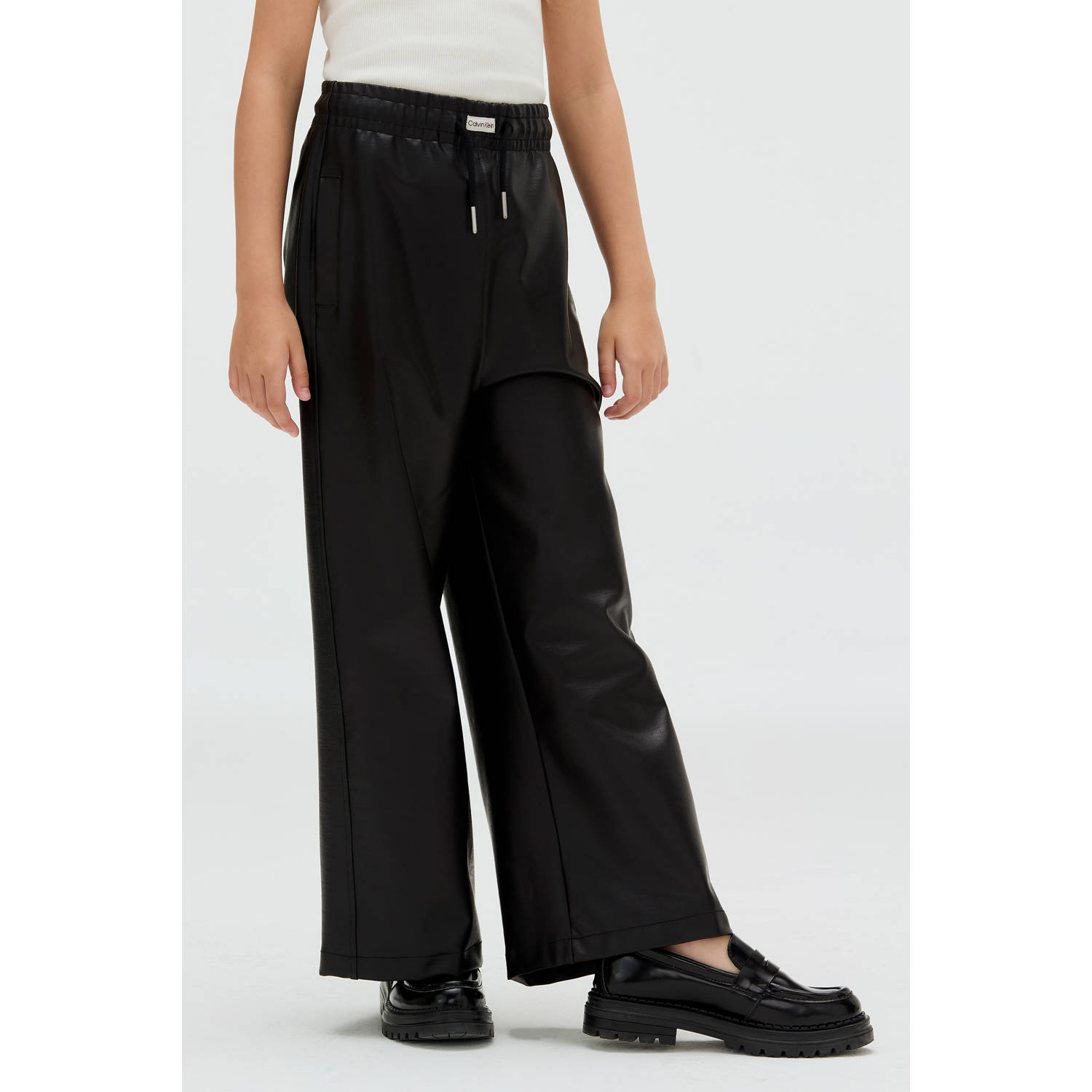 Calvin Klein imitatieleren casual broek zwart