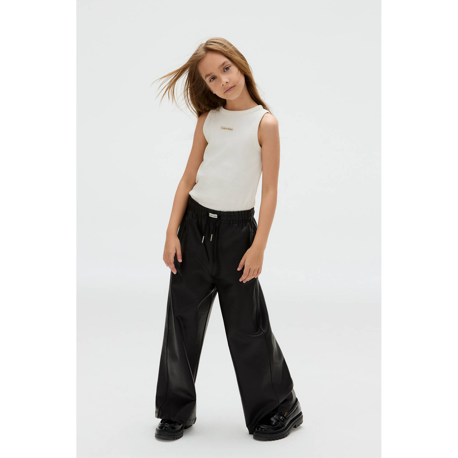 Calvin Klein imitatieleren casual broek zwart