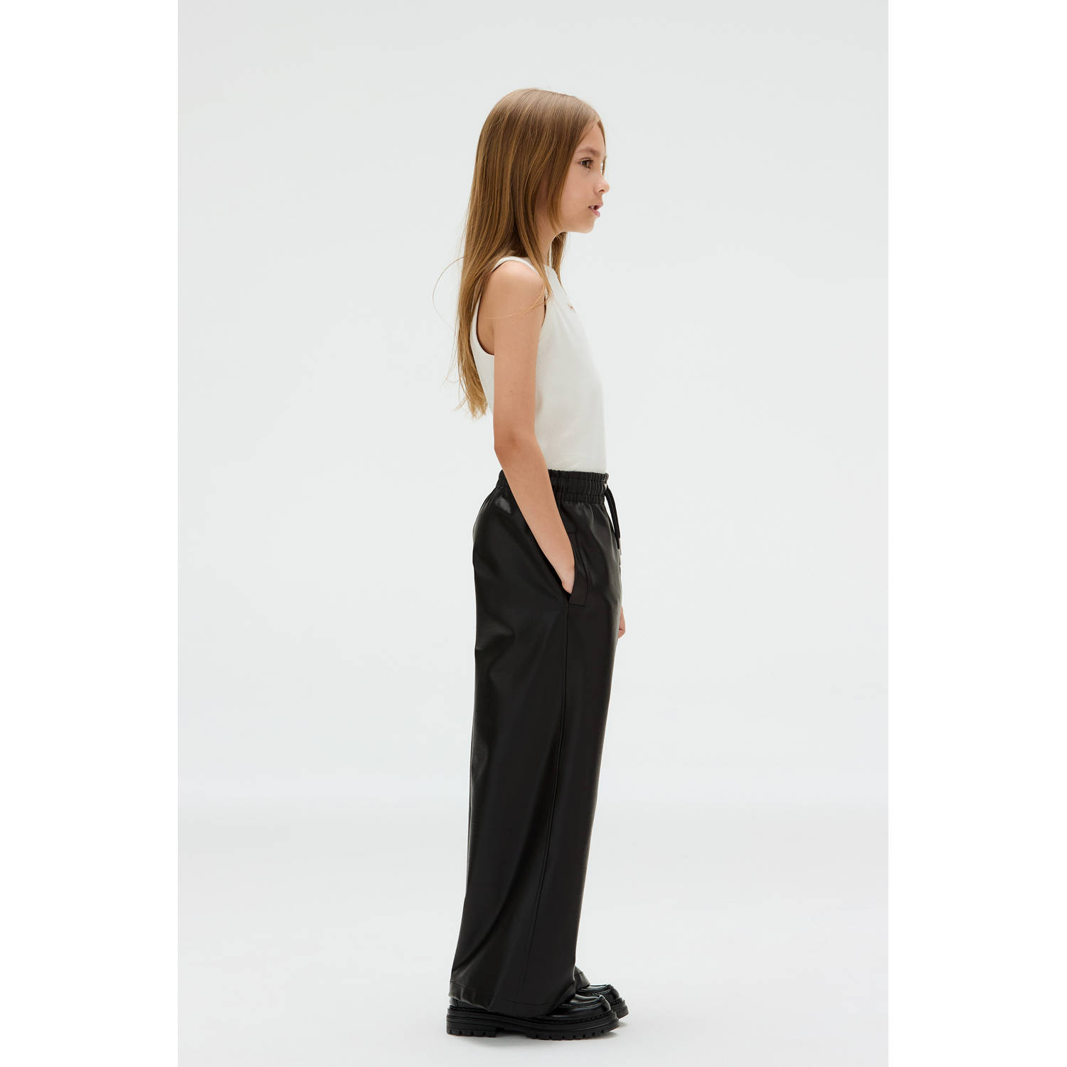 Calvin Klein imitatieleren casual broek zwart