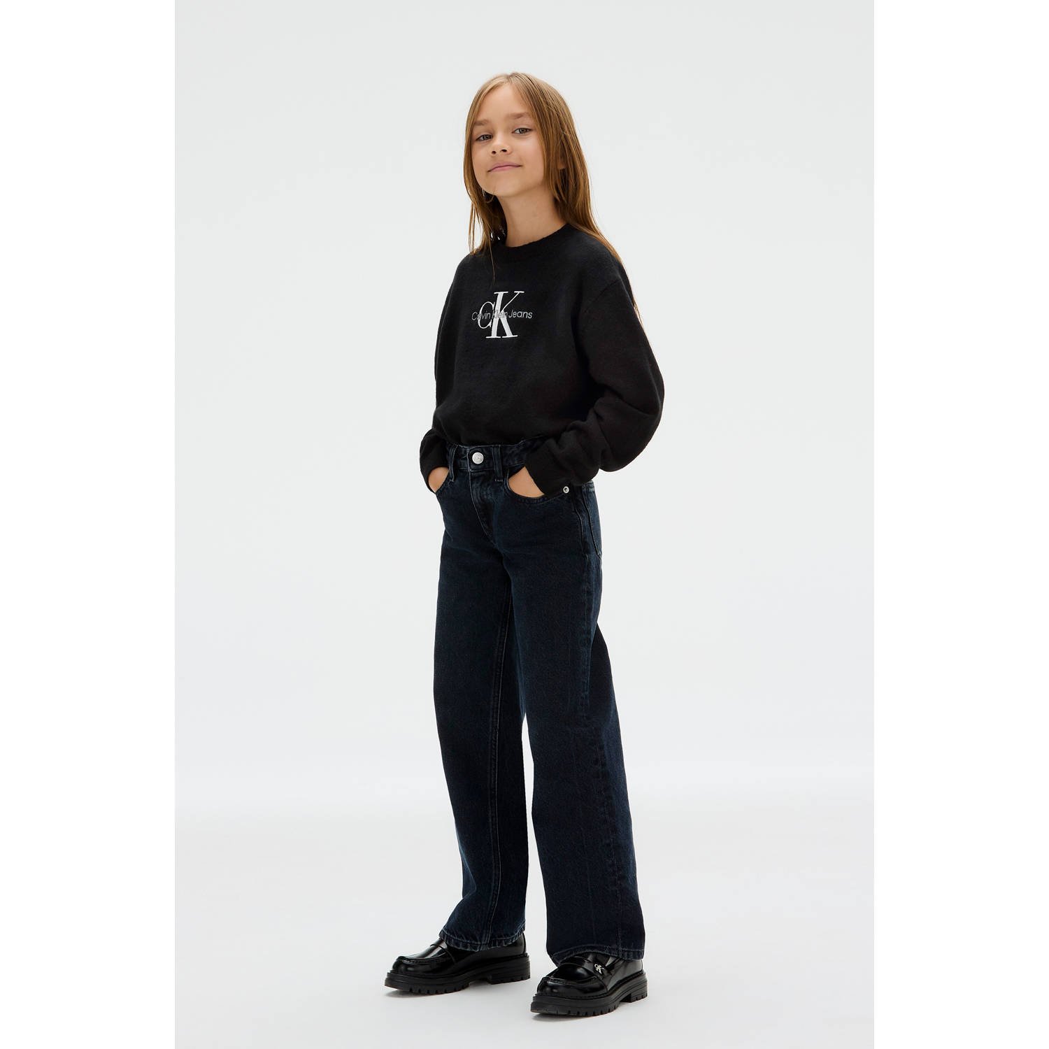 Calvin Klein wide leg jeans dark blue denim