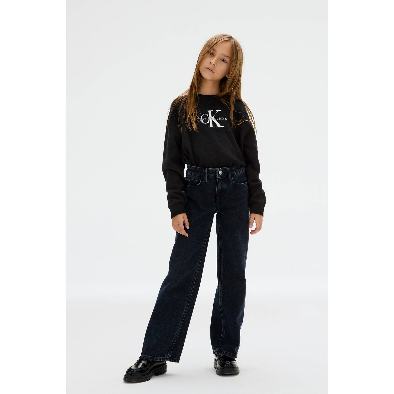 Calvin Klein wide leg jeans dark blue denim