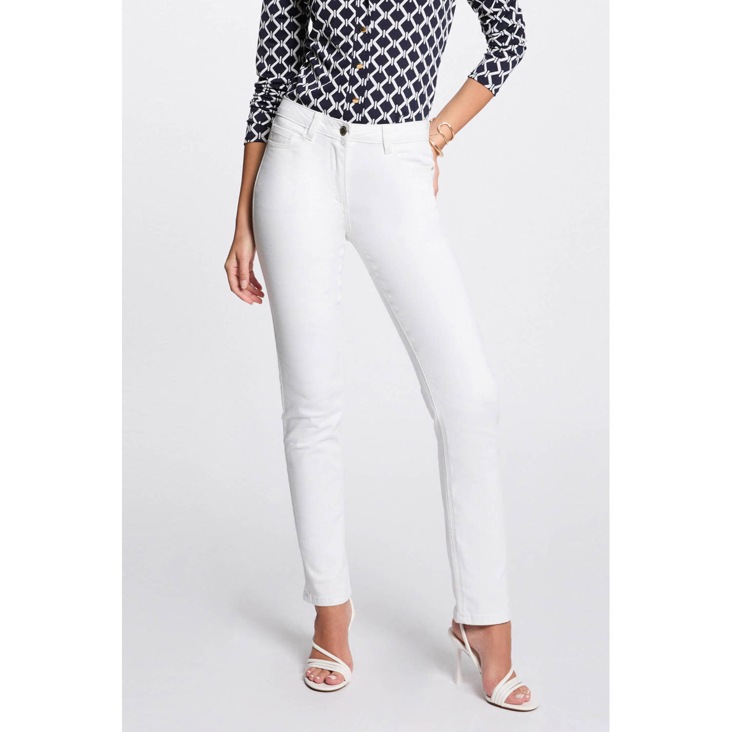 Morgan slim regular waist broek wit