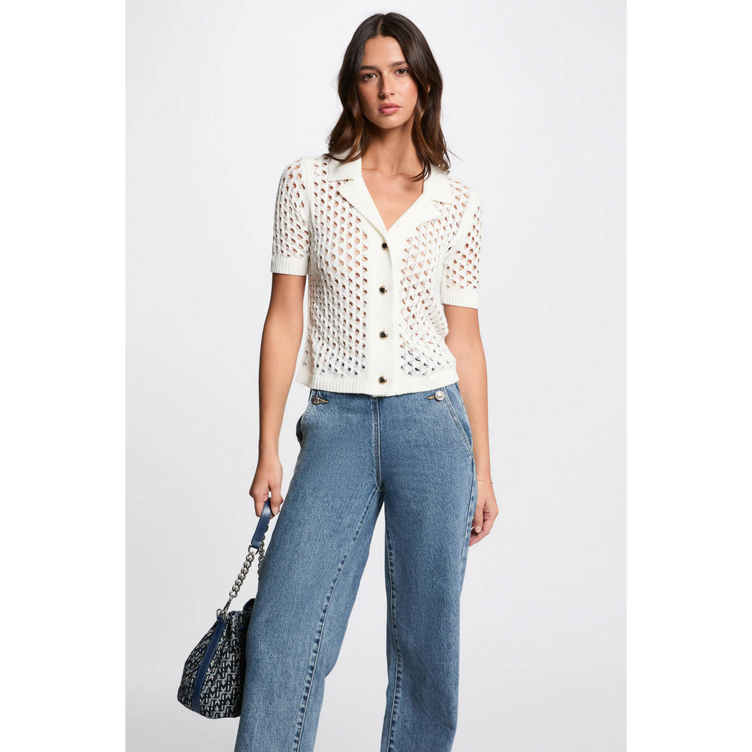 Morgan gebreid vest wit