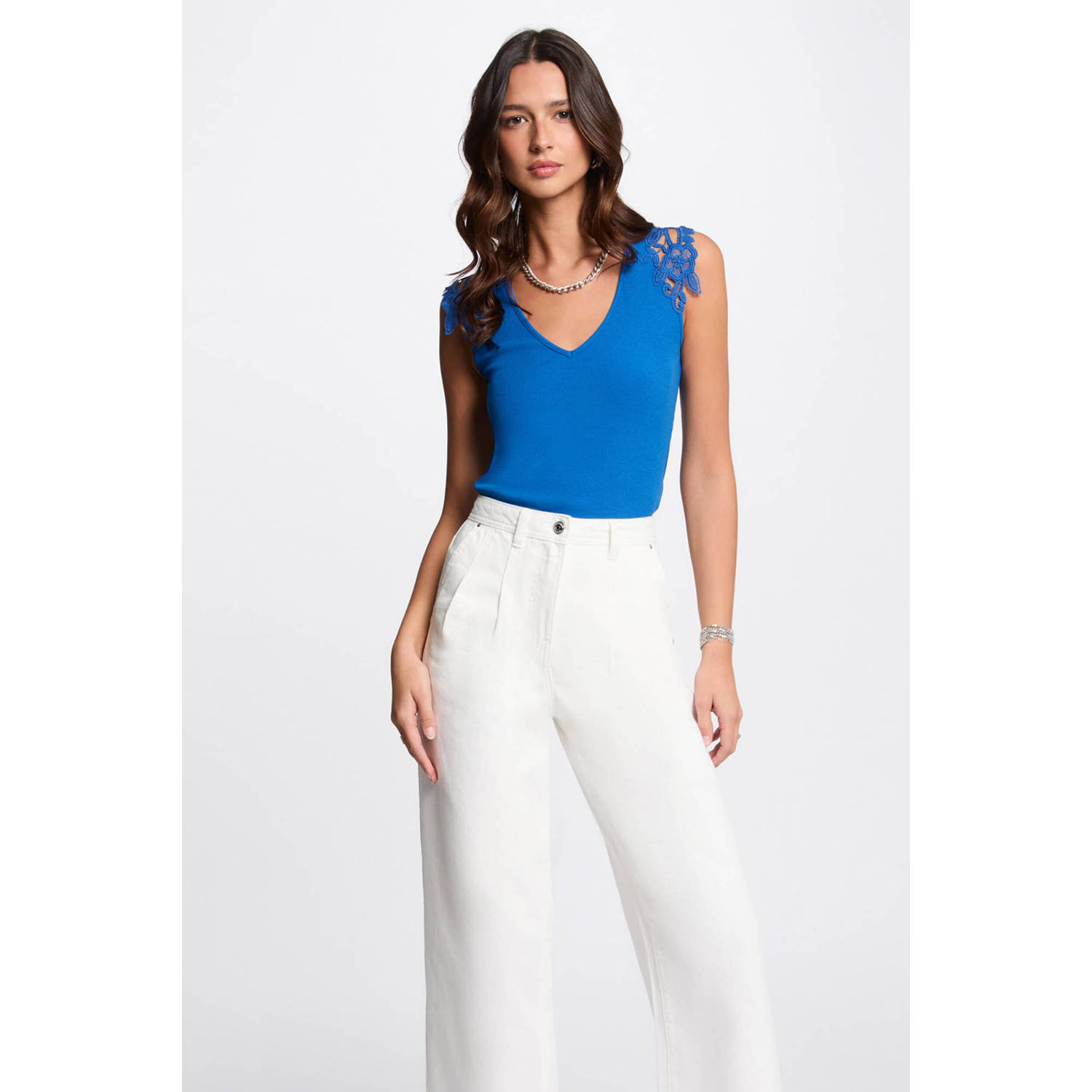 Morgan mouwloze top blauw