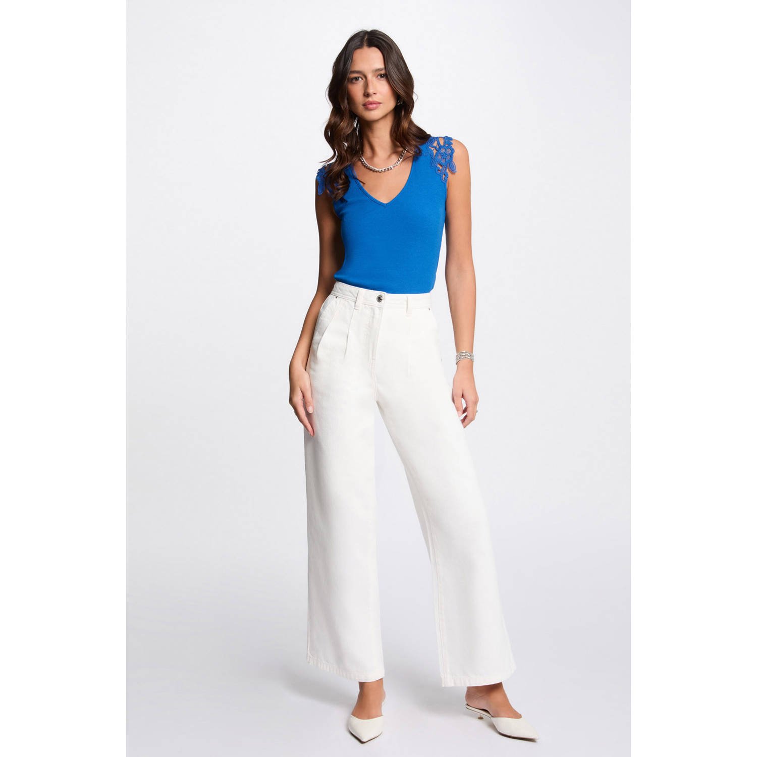 Morgan mouwloze top blauw