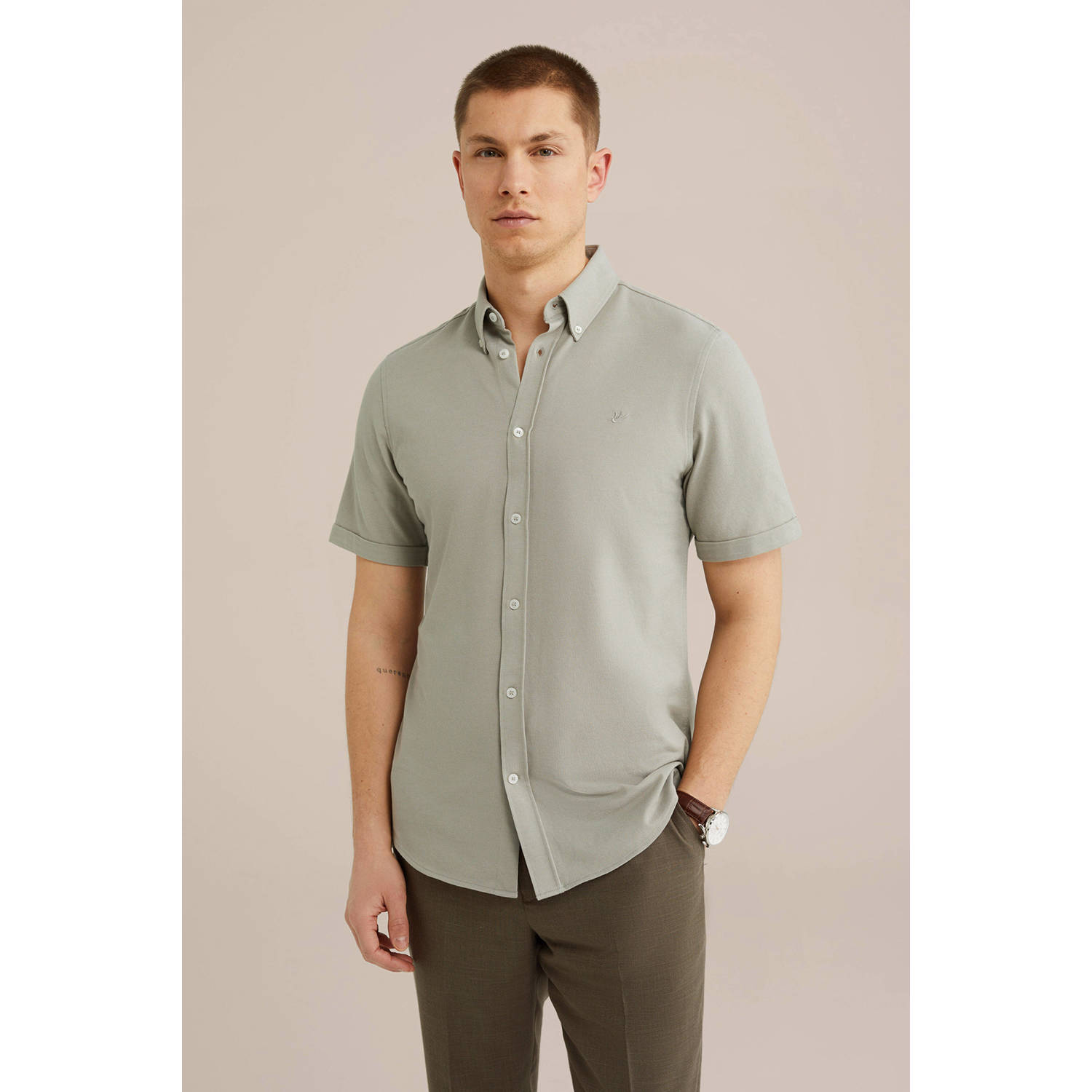 WE Fashion WE Fundamentals casual overhemd grijs
