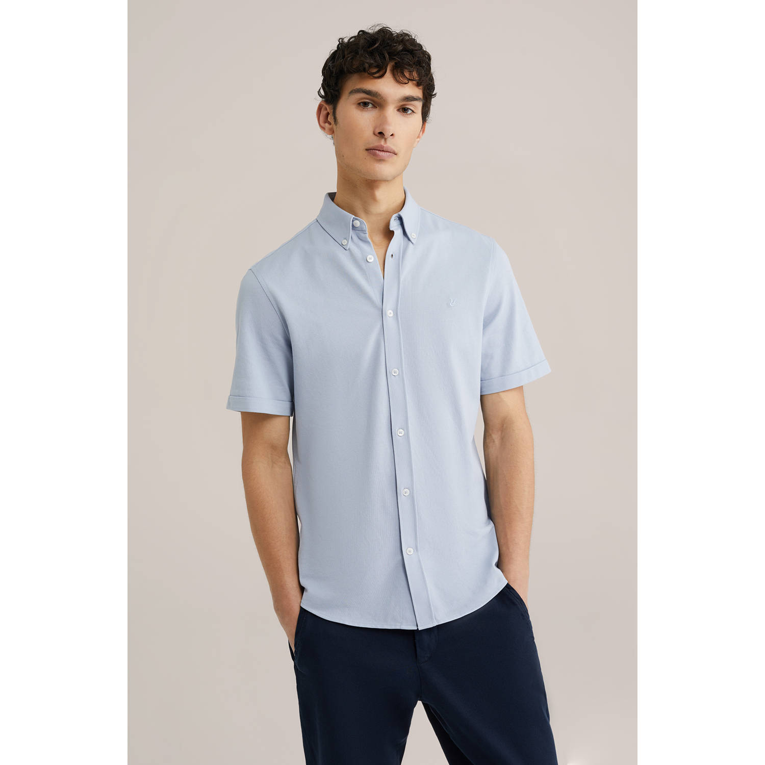 WE Fashion WE Fundamentals casual overhemd lichtblauw