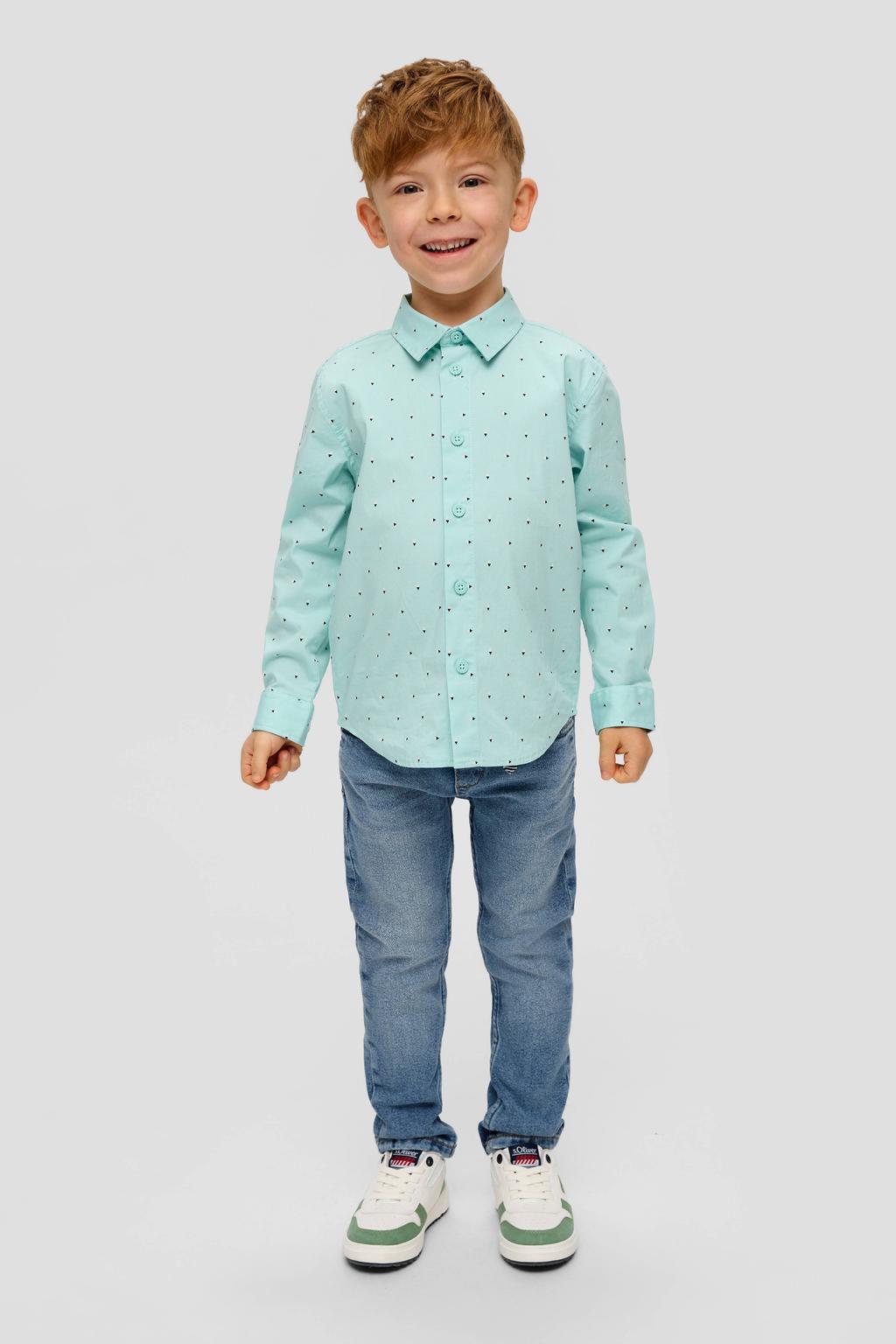 Medium blue denim jongens s.Oliver waist regular fit jeans van stretchdenim met effen