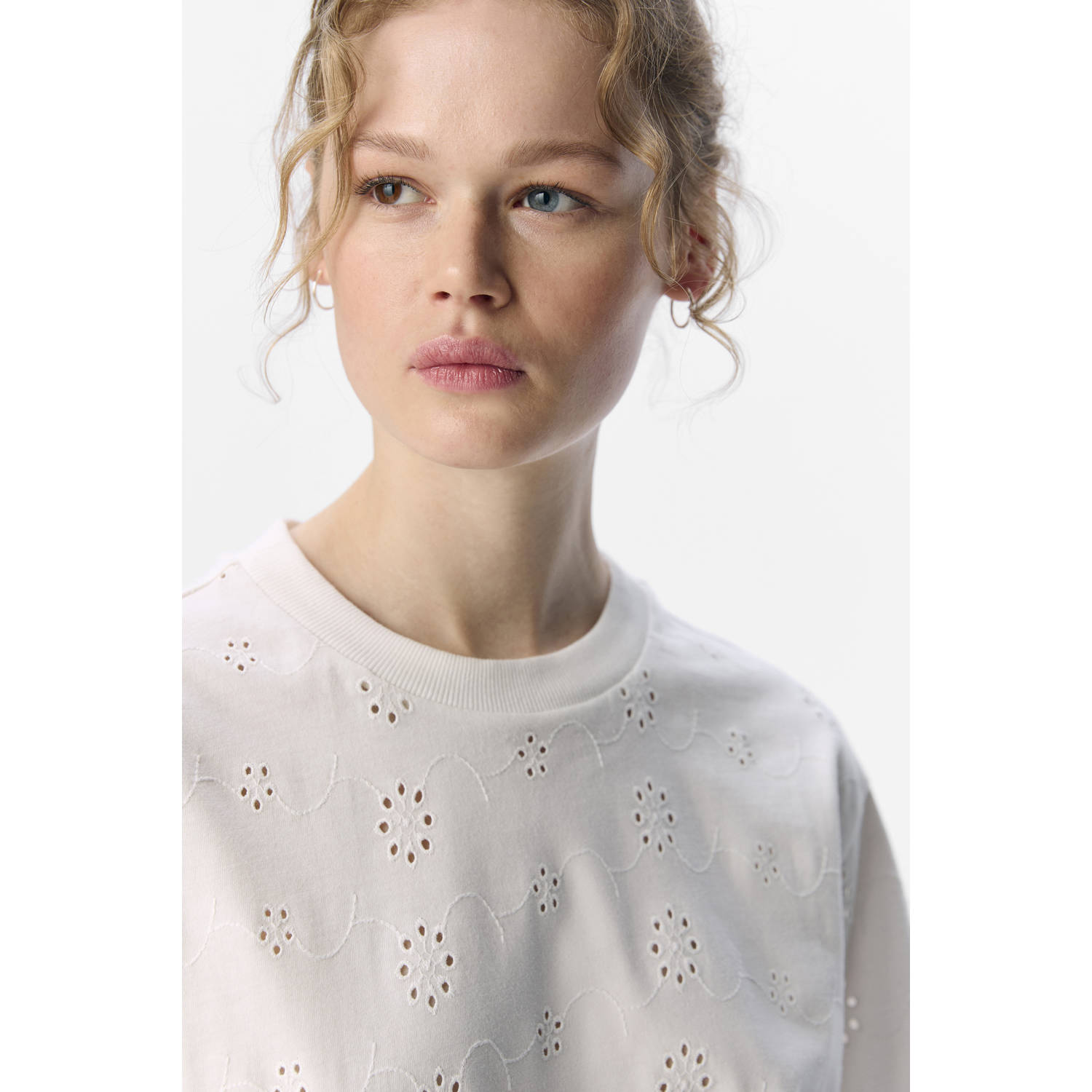 OBJECT T-shirt ecru broderie