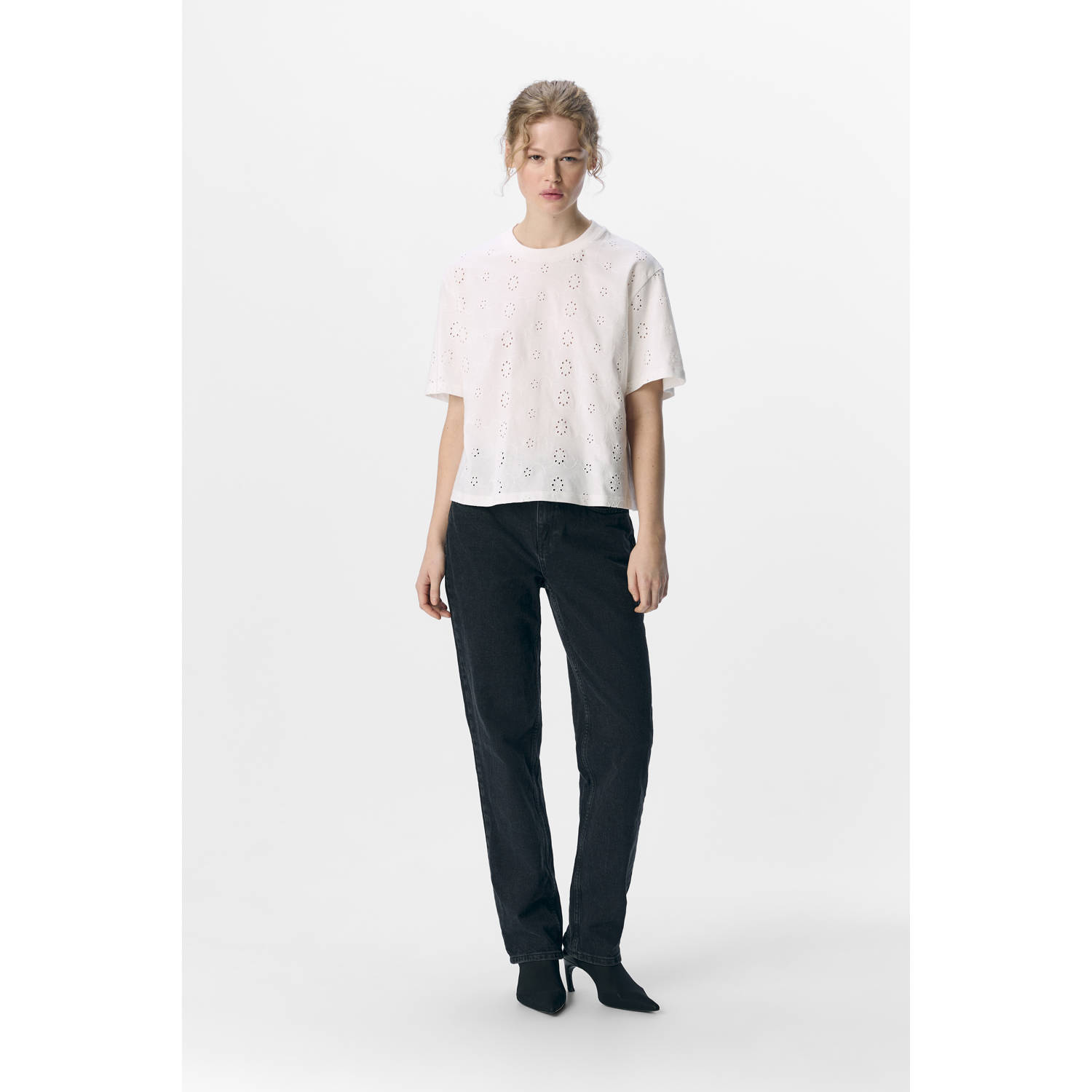 OBJECT T-shirt ecru broderie